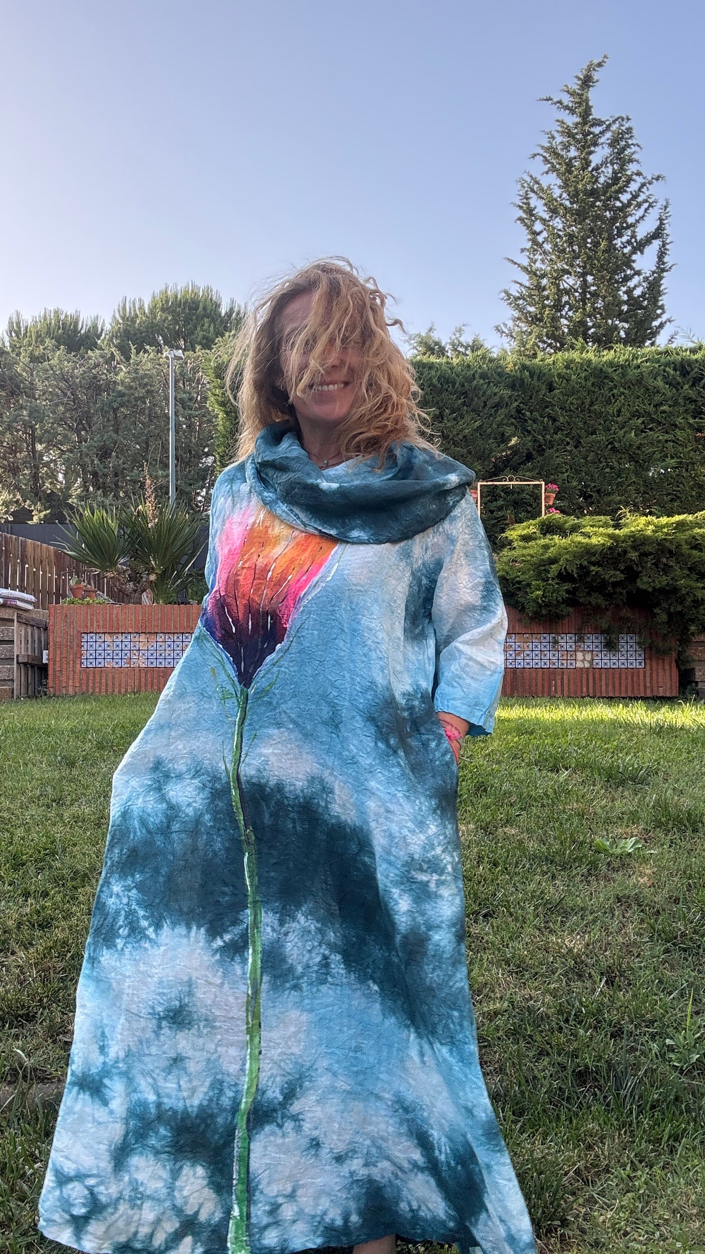Vestido tie dye azul agua - petróleo