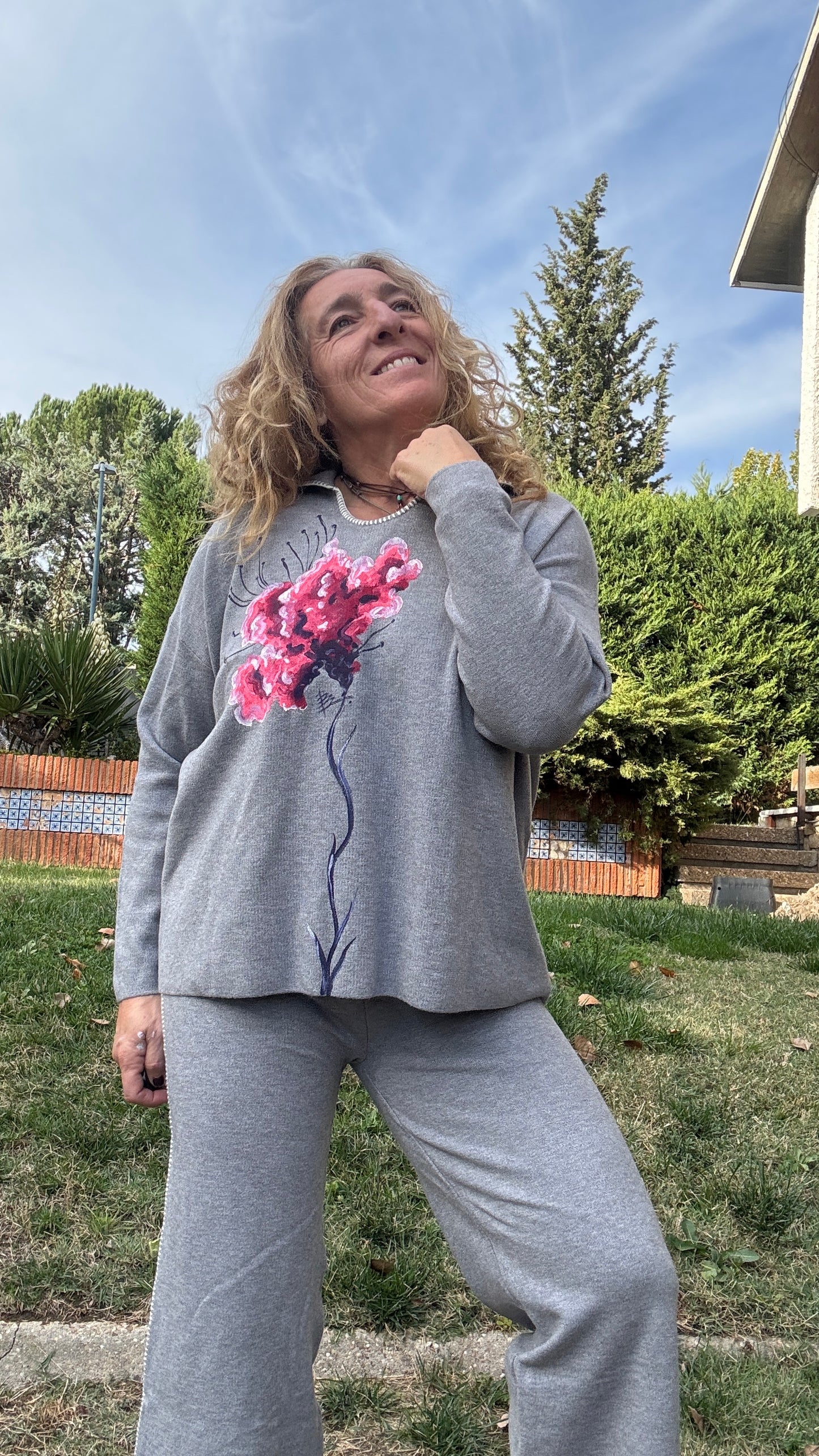 Conjunto pespunte , gris