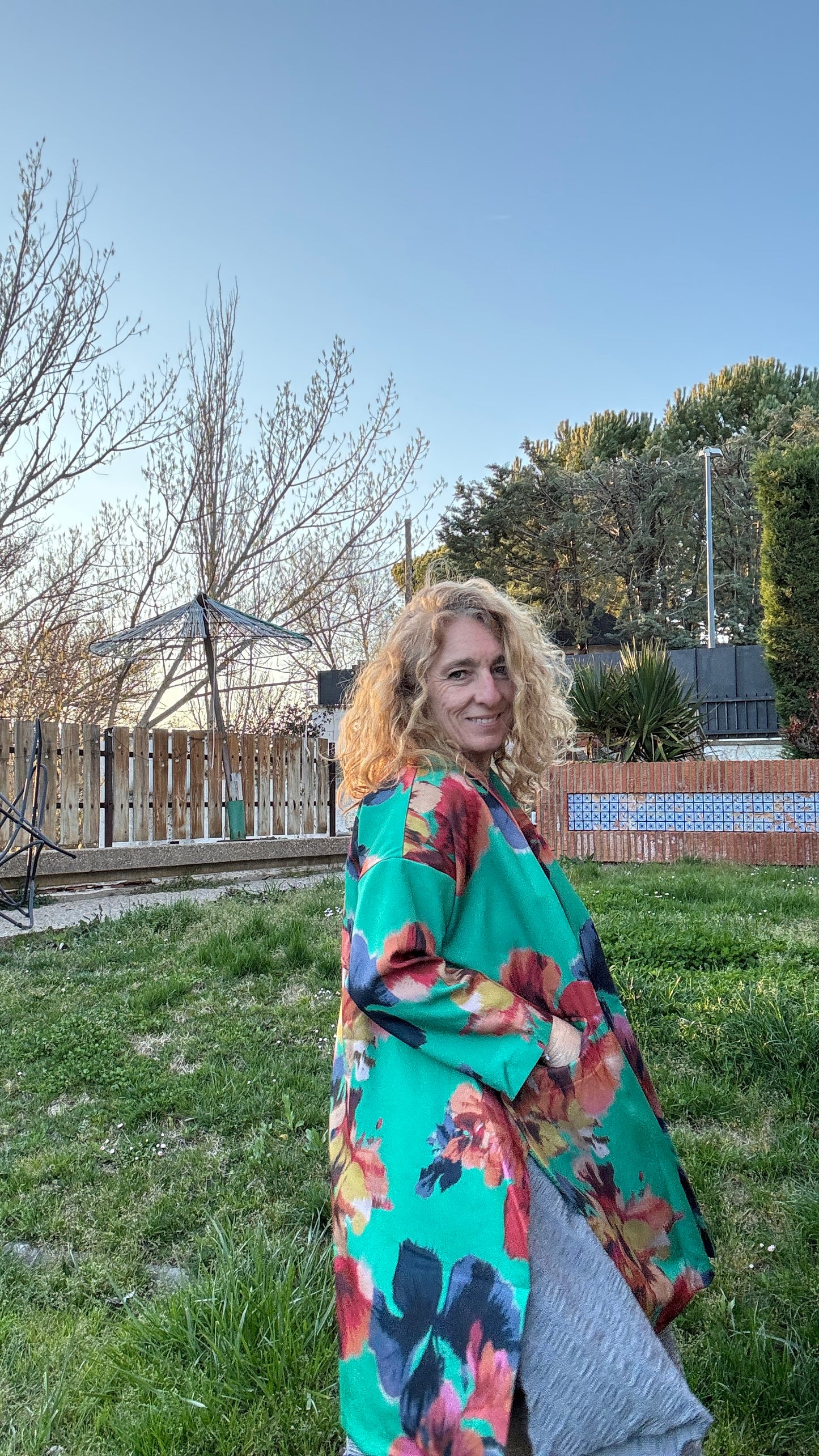 Chaqueta flores verde