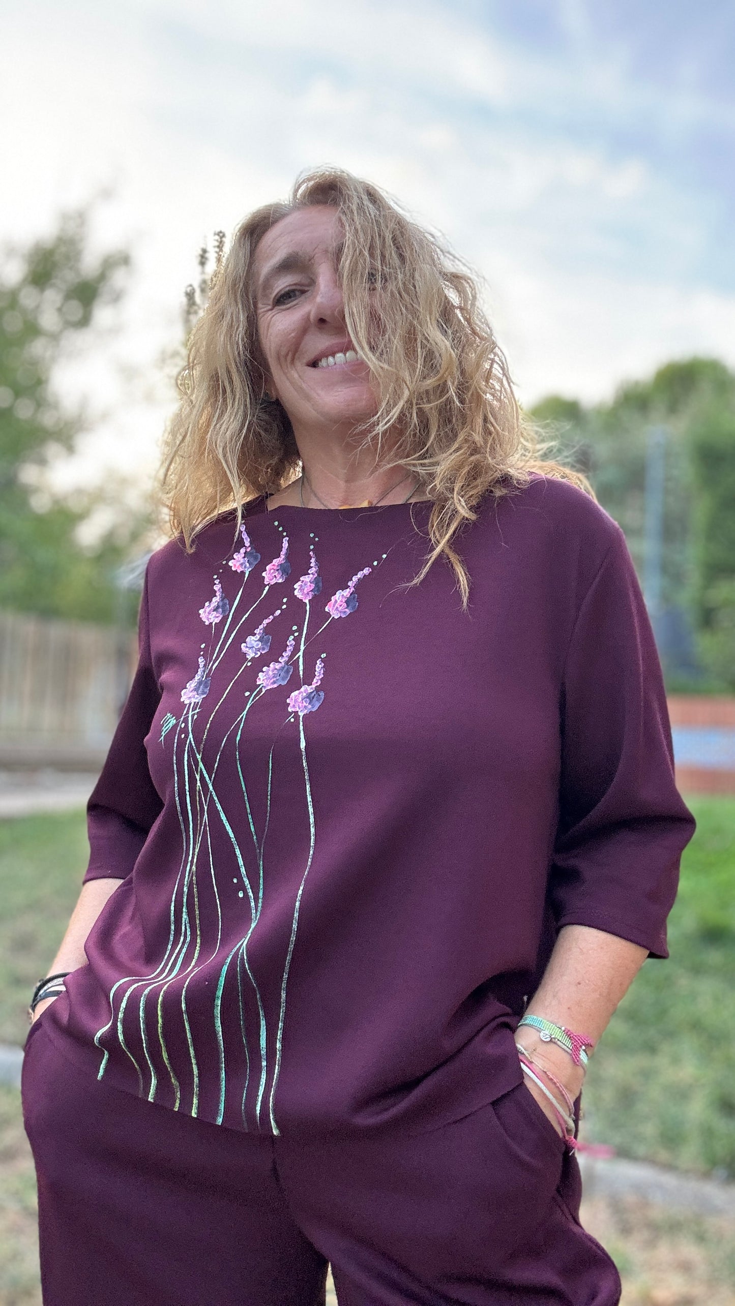 Blusa punto berenjena
