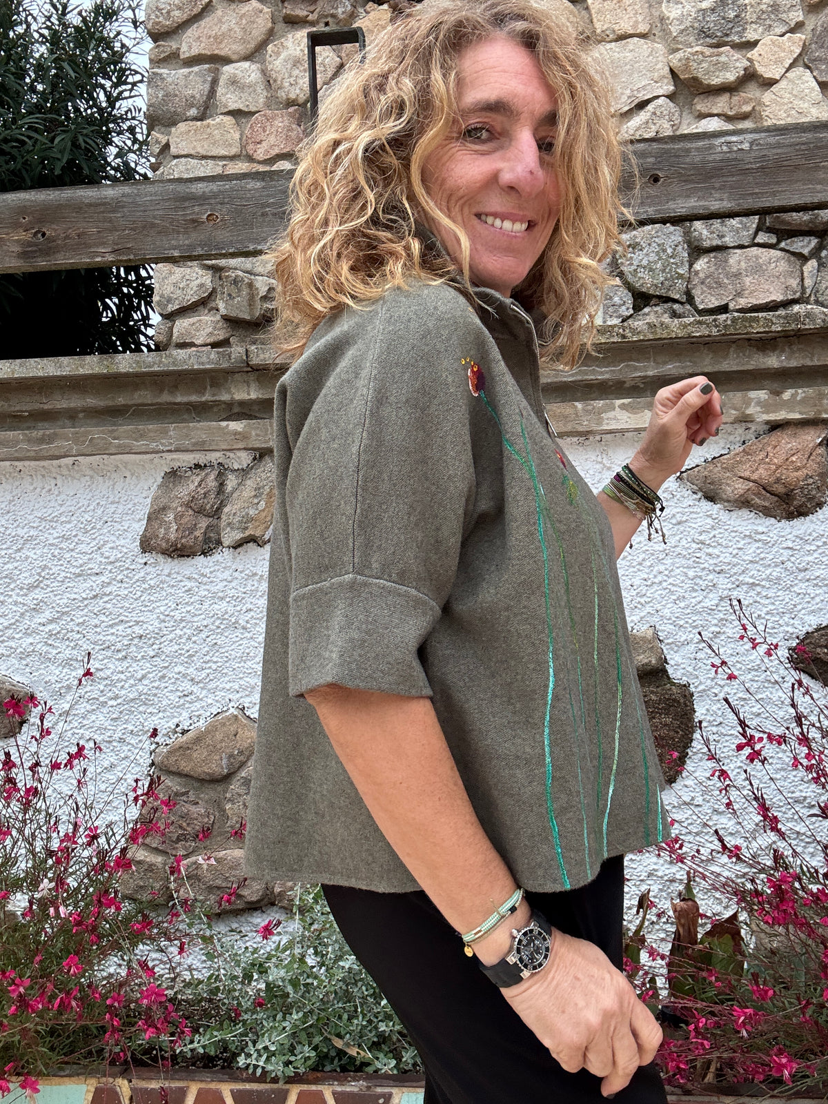 Chaqueta, cremallera verde
