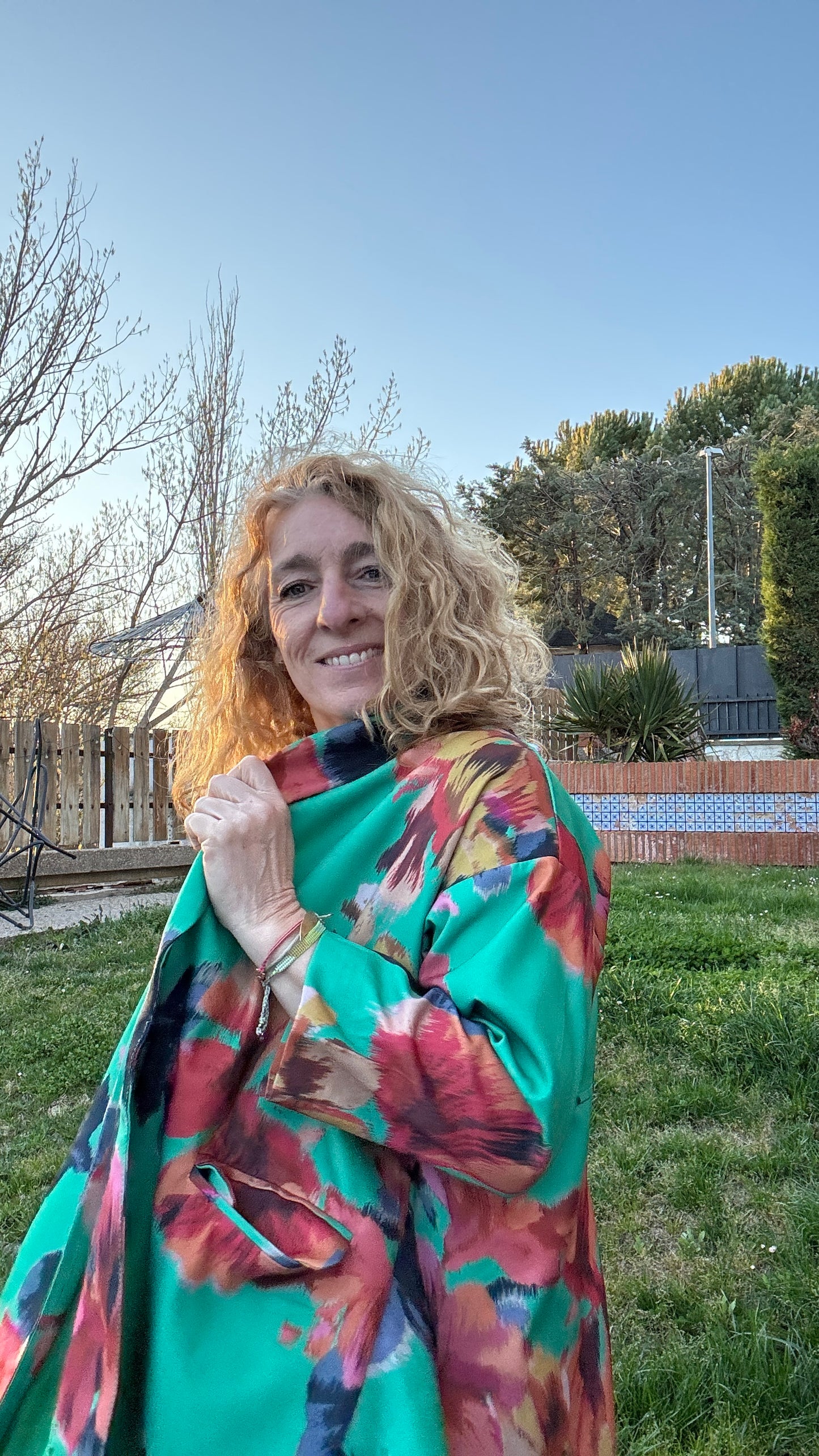 Chaqueta flores verde