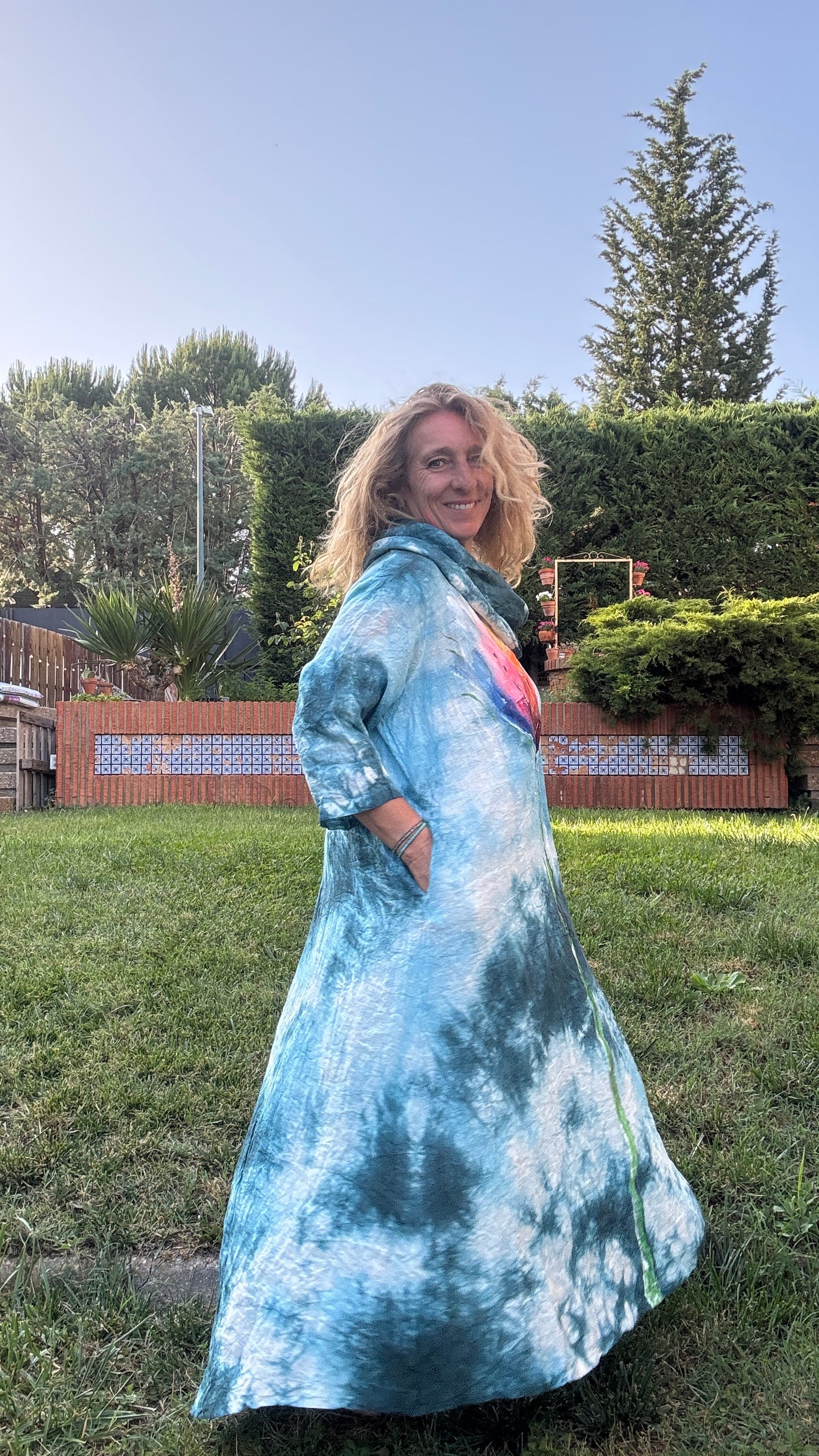 Vestido tie dye azul agua - petróleo