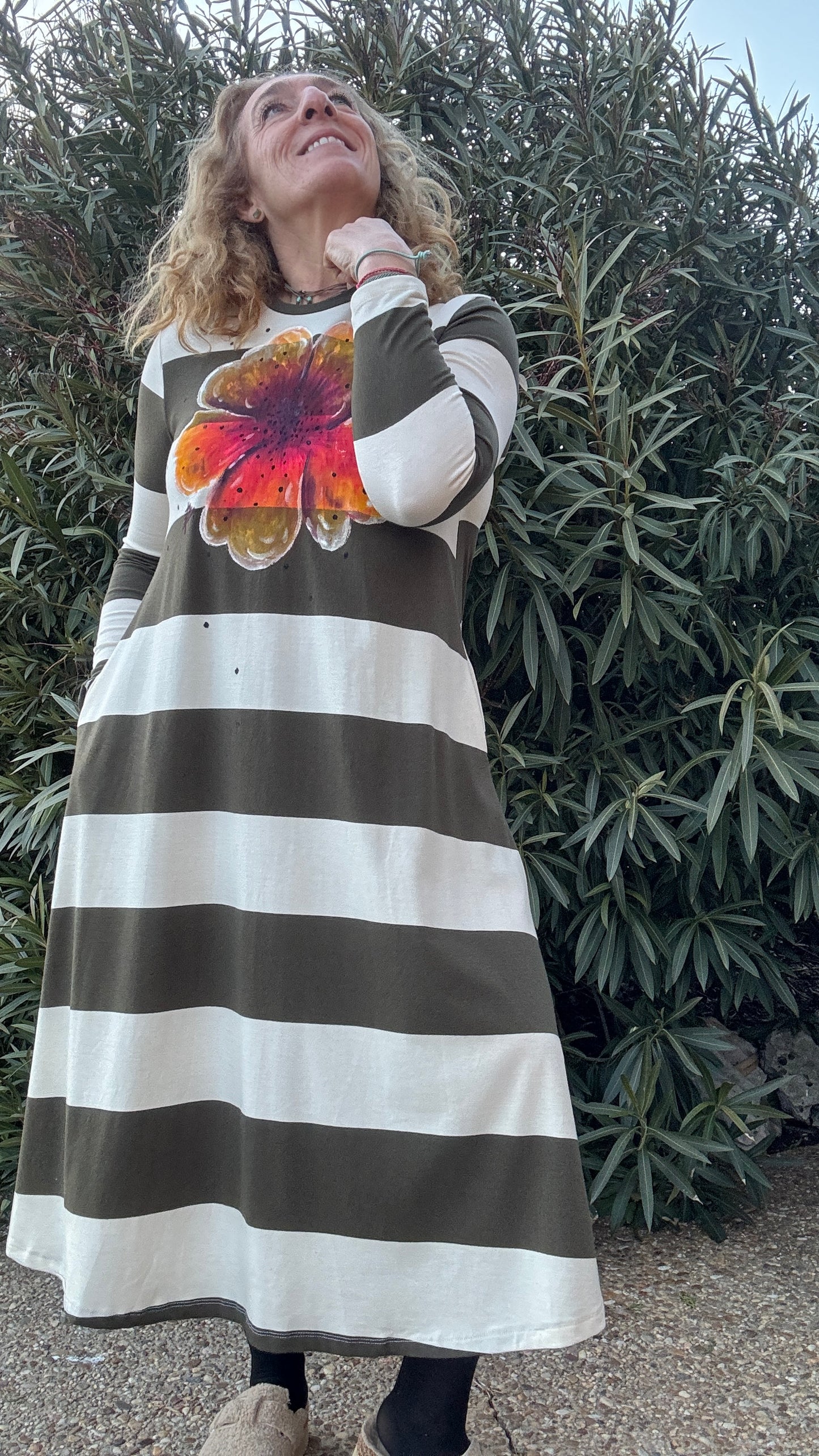 Vestido raya kaki