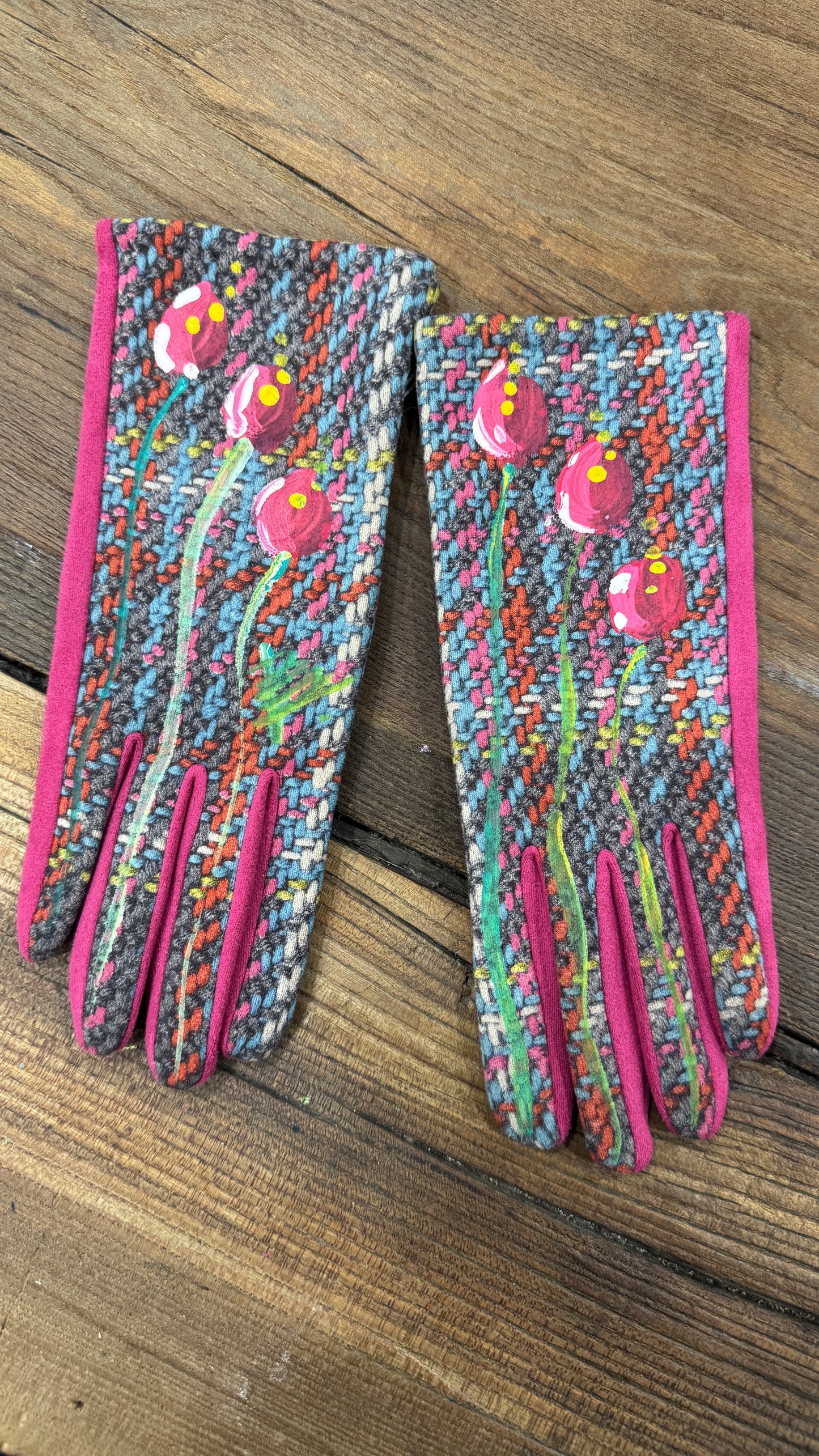 Guante tricot fuxia
