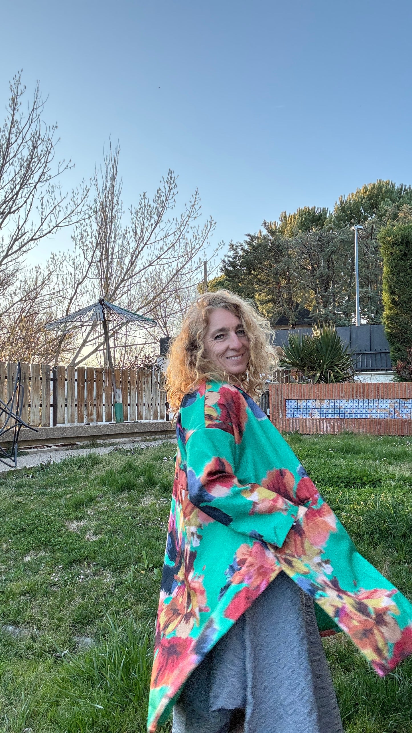 Chaqueta flores verde