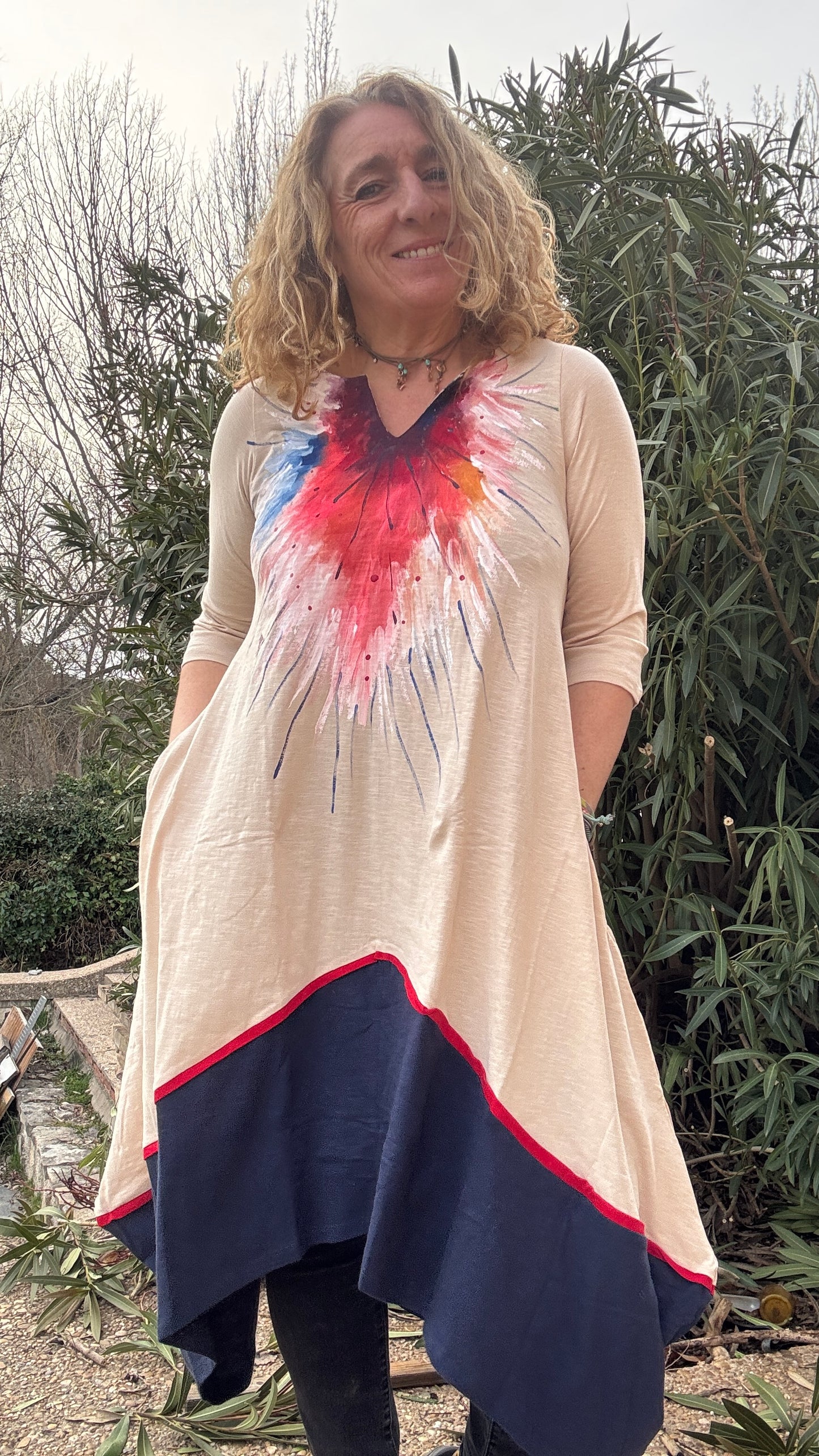 Vestido beige-marino