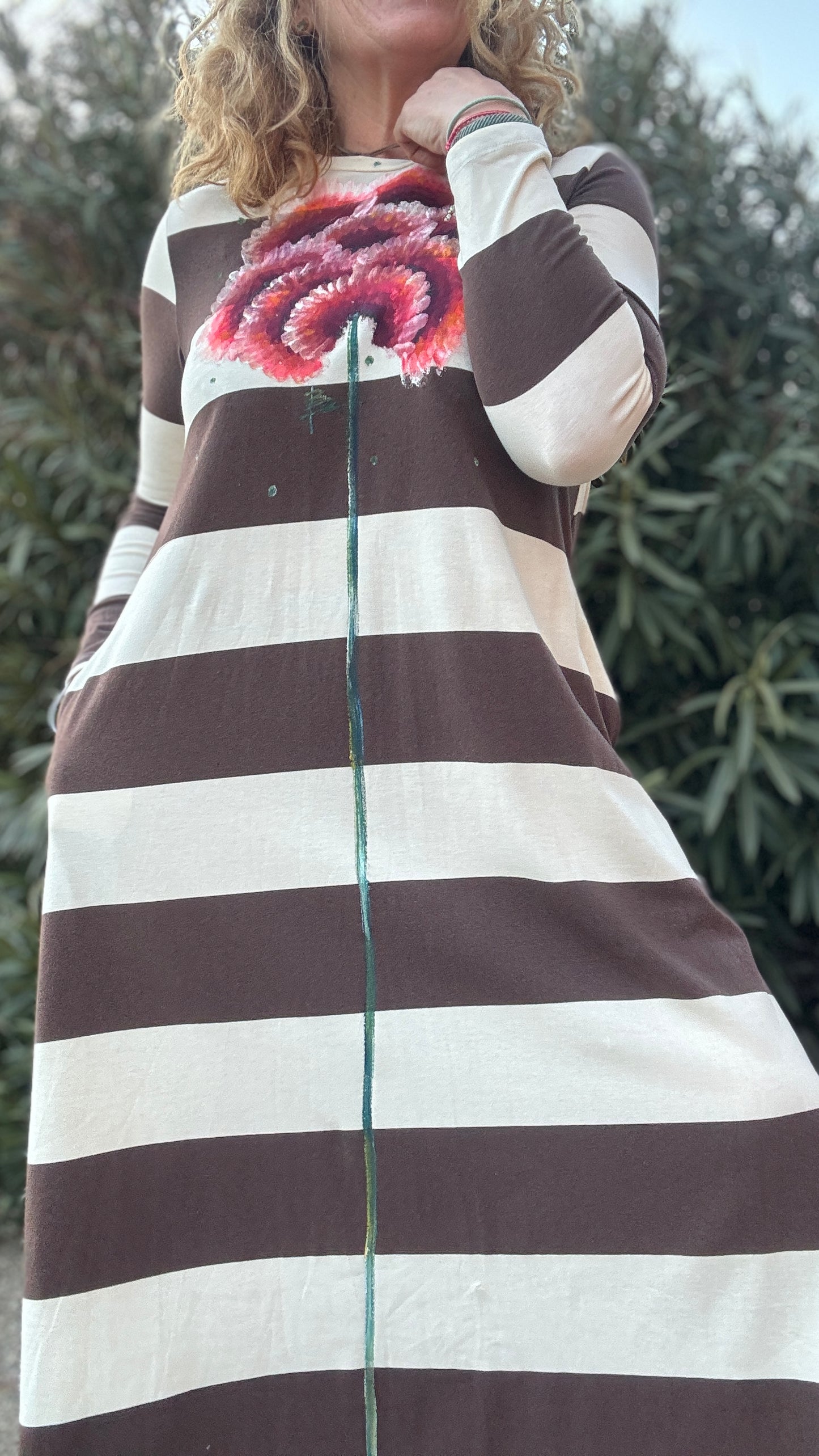 Vestido raya marrón