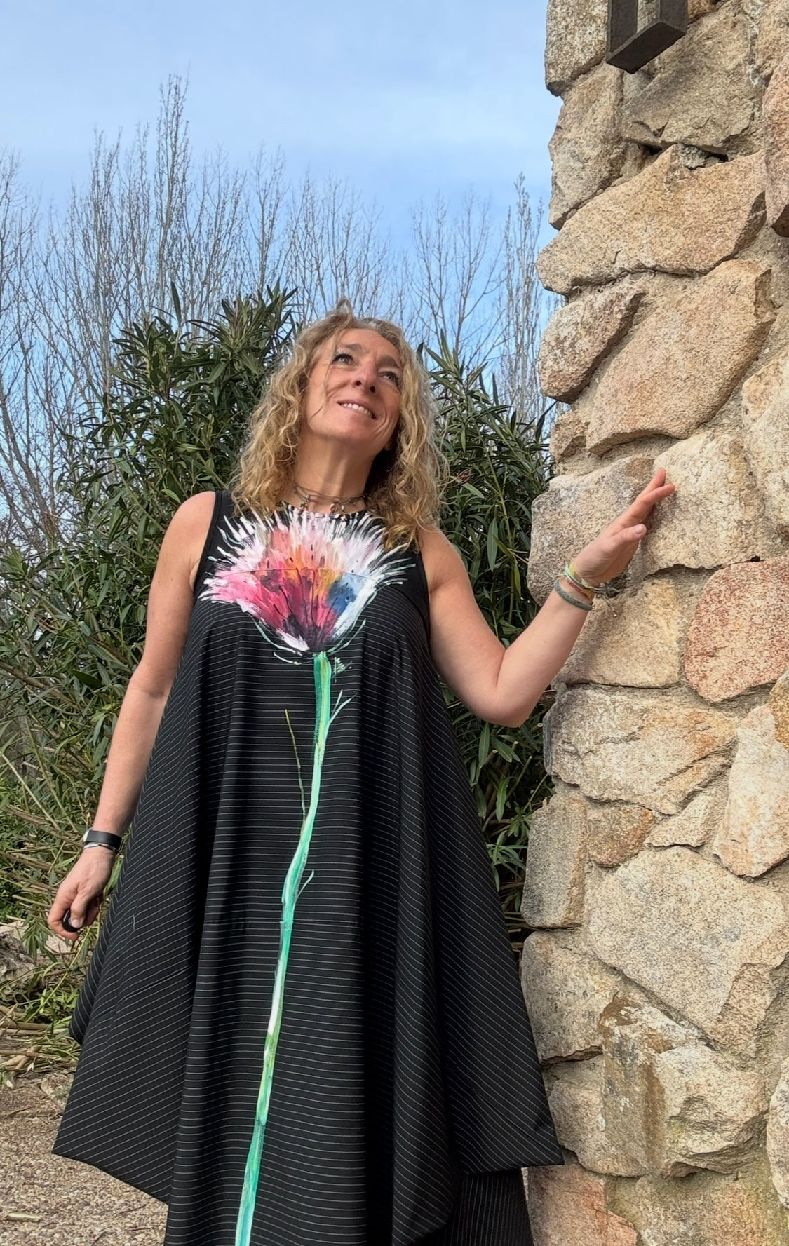 Vestido asimétrico raya negro