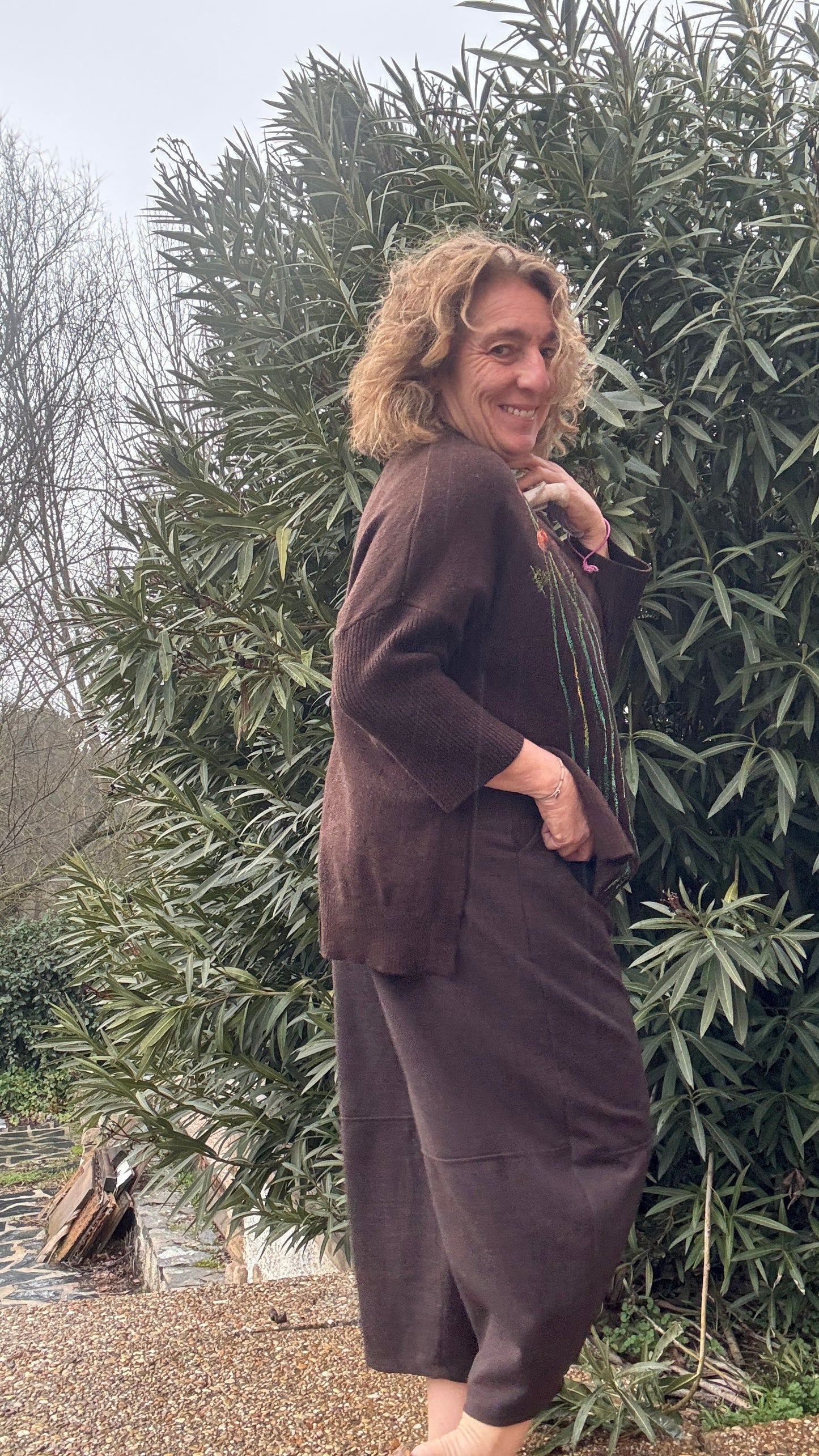 Jersey botones espalda marrón