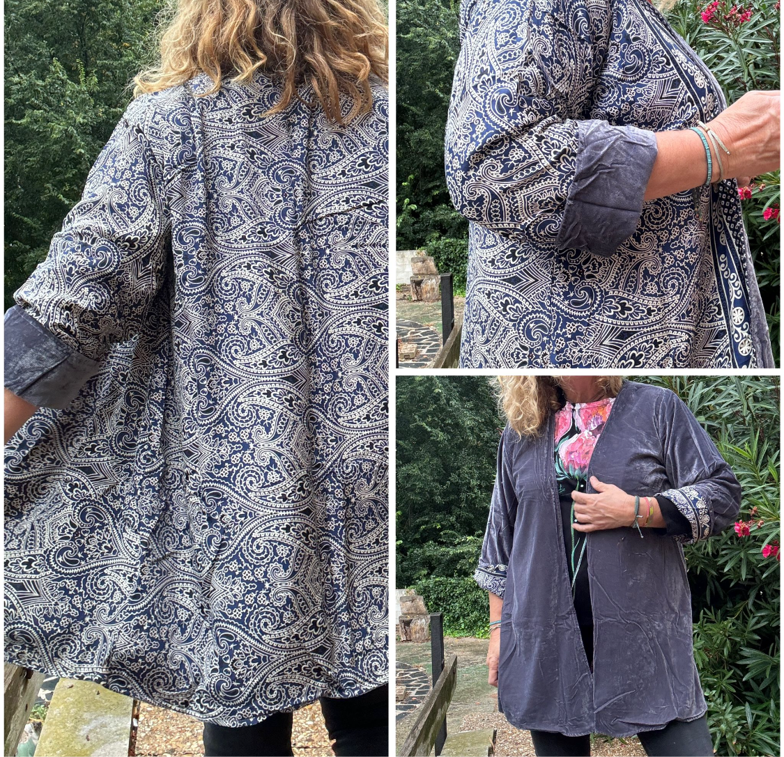 Kimono terciopelo gris