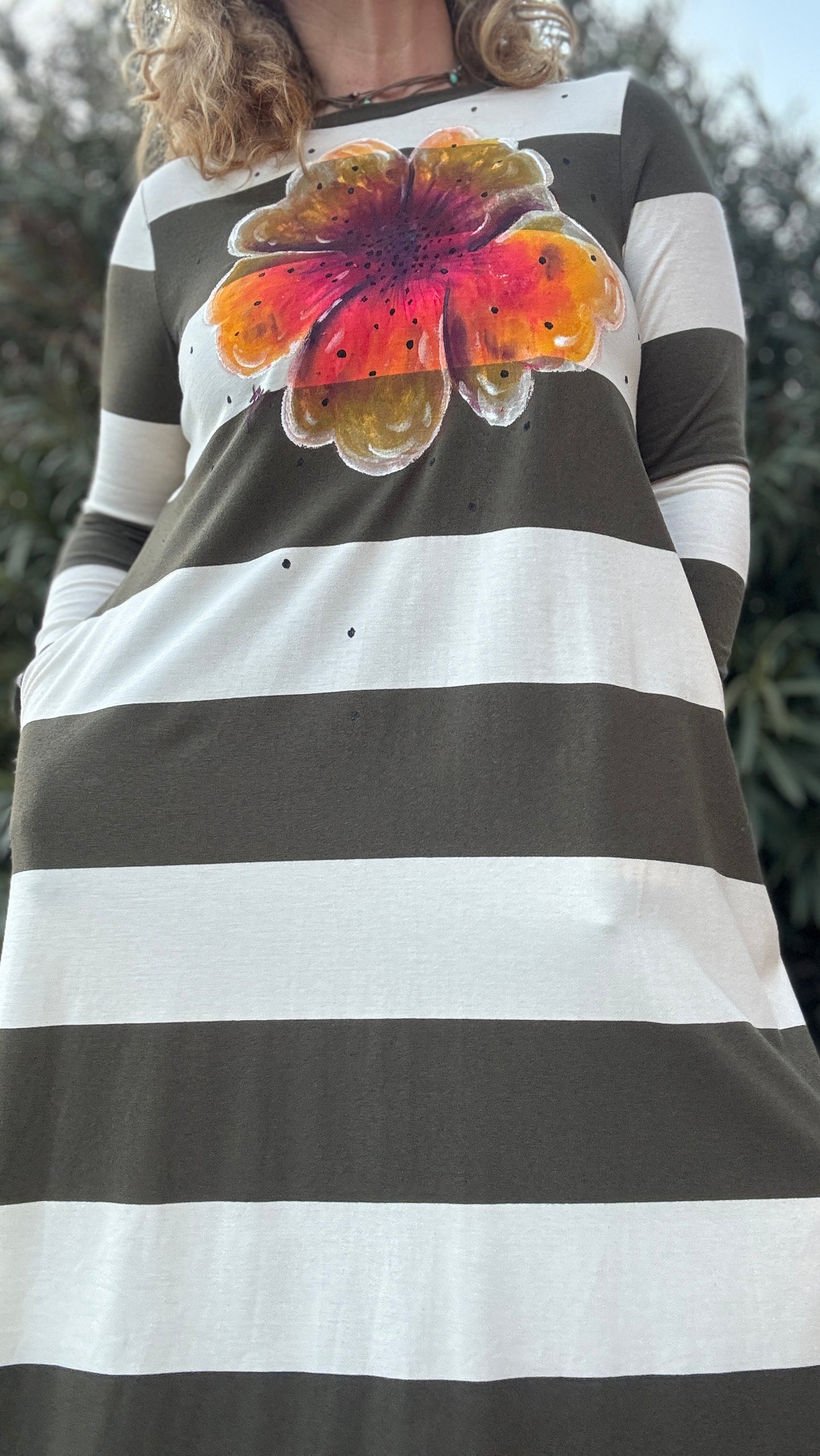 Vestido raya kaki