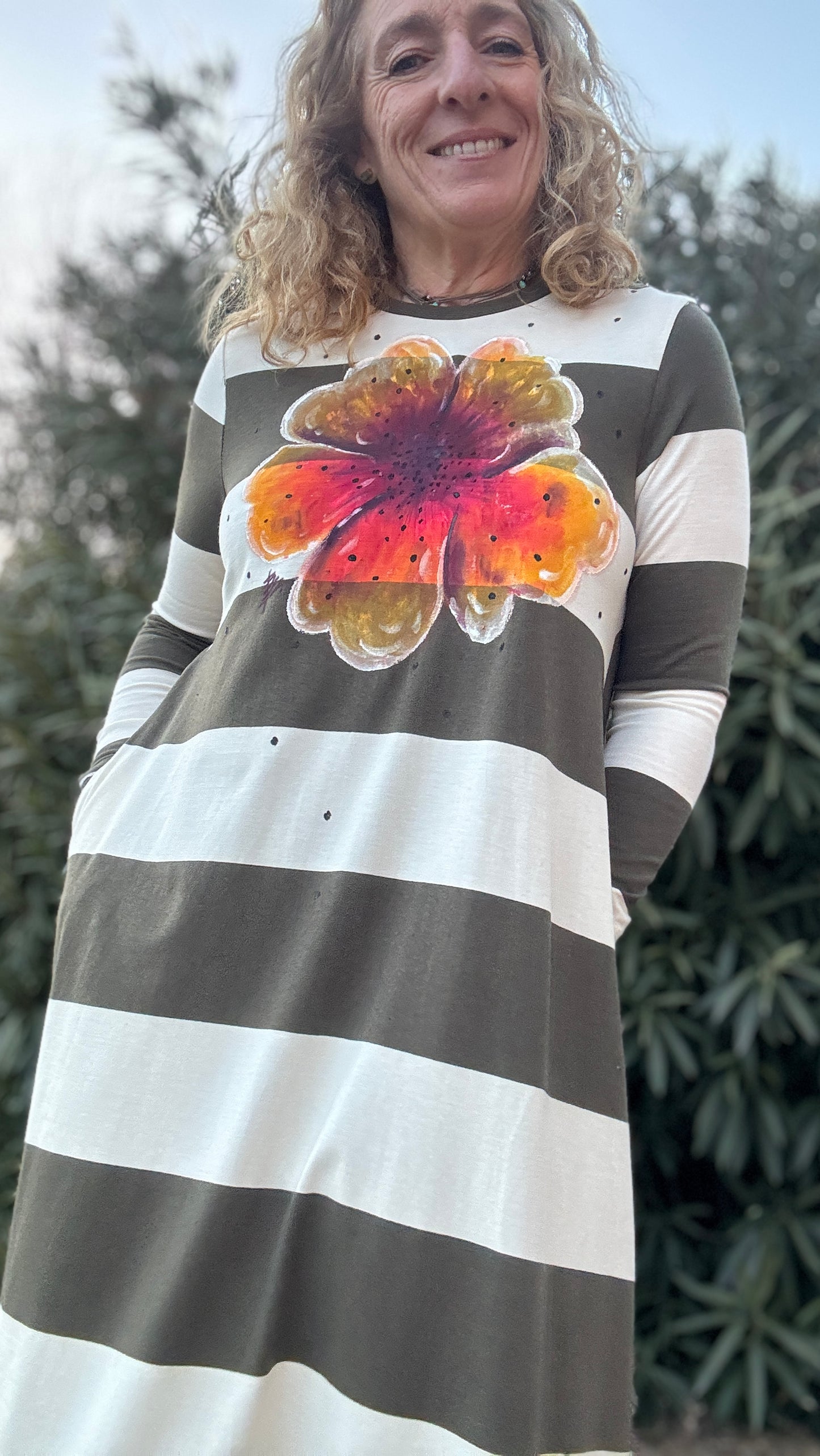 Vestido raya kaki