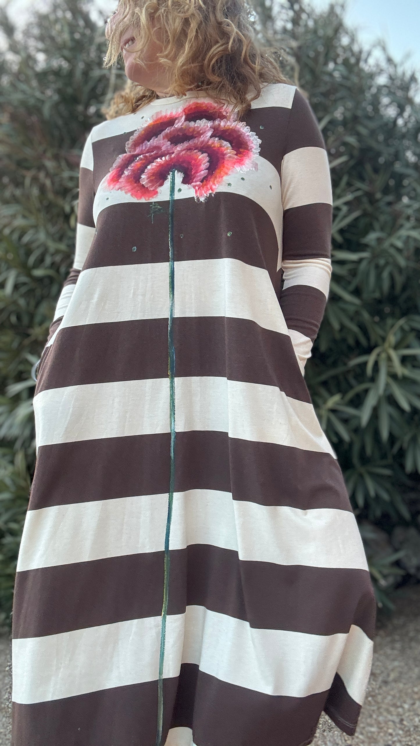 Vestido raya marrón
