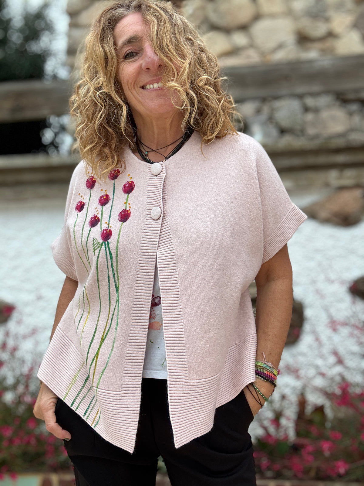 Chaqueta 2 botones rosa