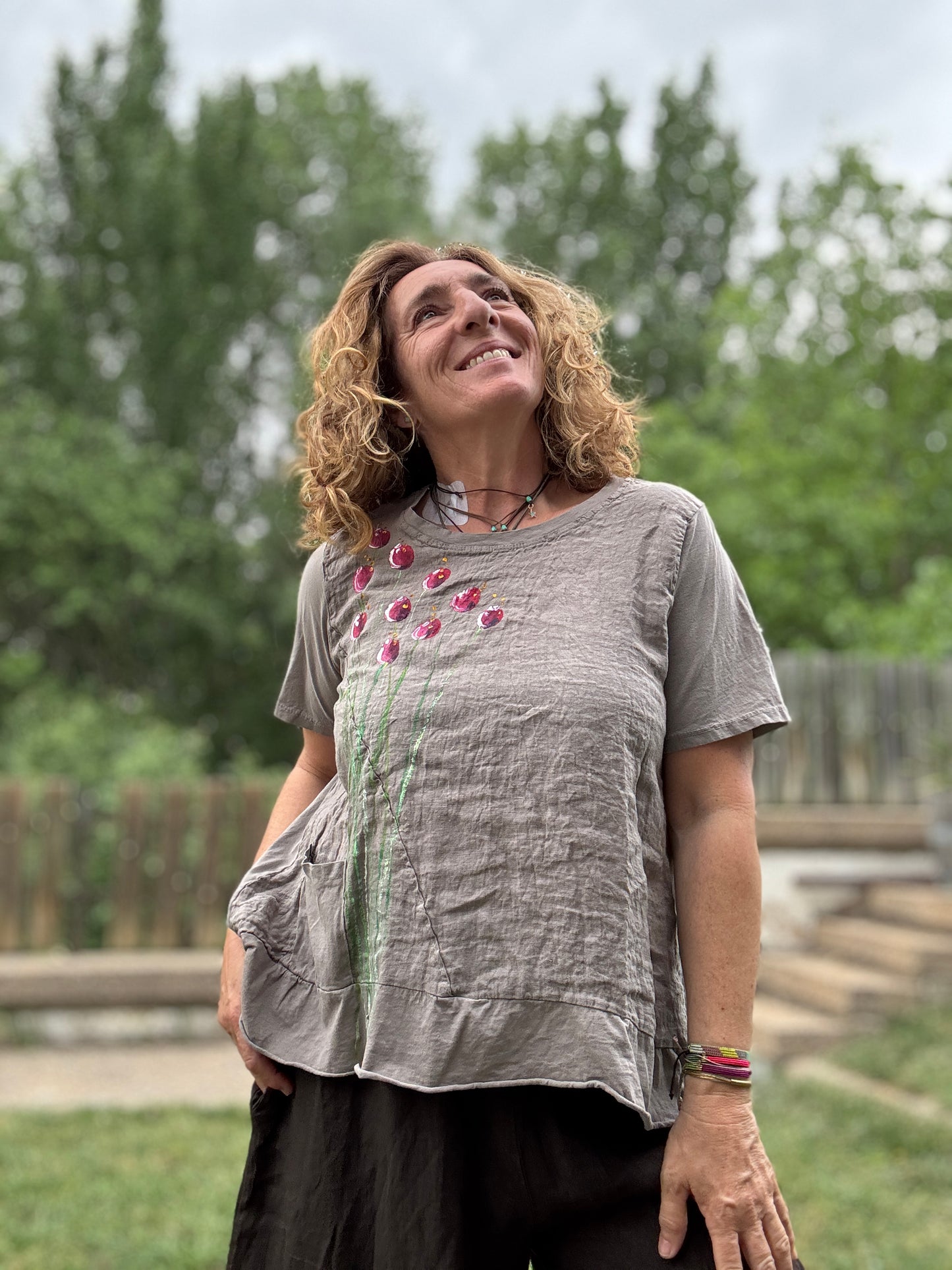 Camiseta algodón - lino topo