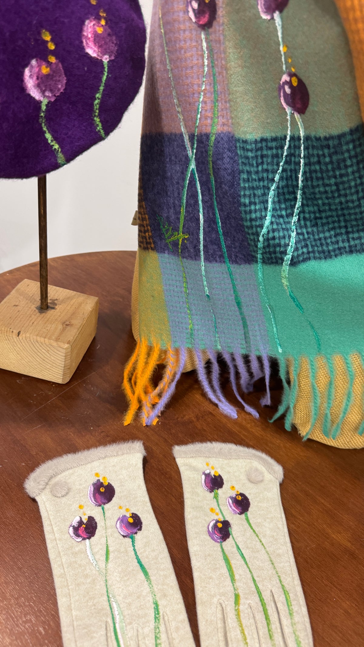Bufanda cuadro multicolor morado