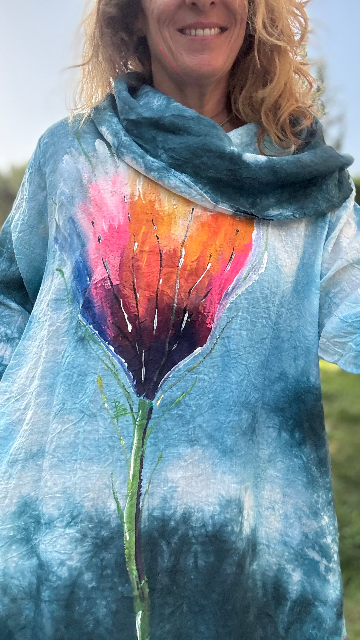 Vestido tie dye azul agua - petróleo
