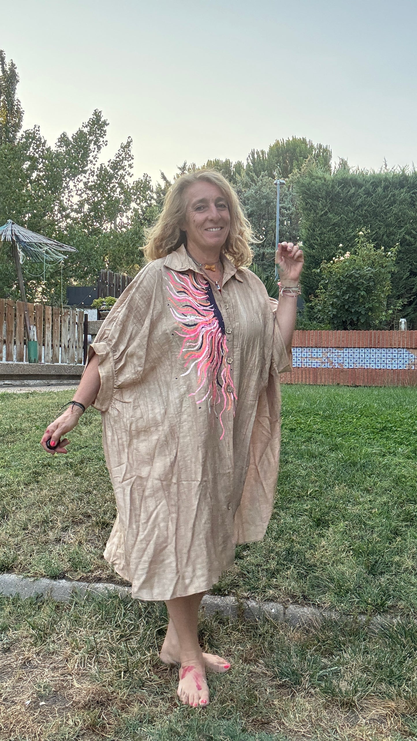 Blusón plisado camel
