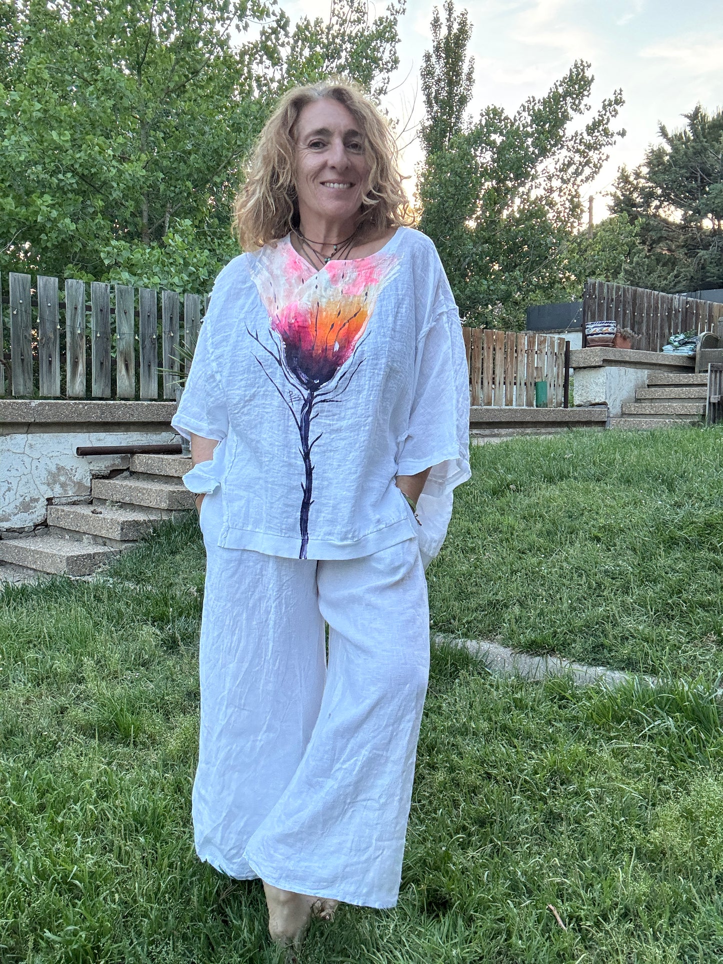Camiseta oversize lino blanca