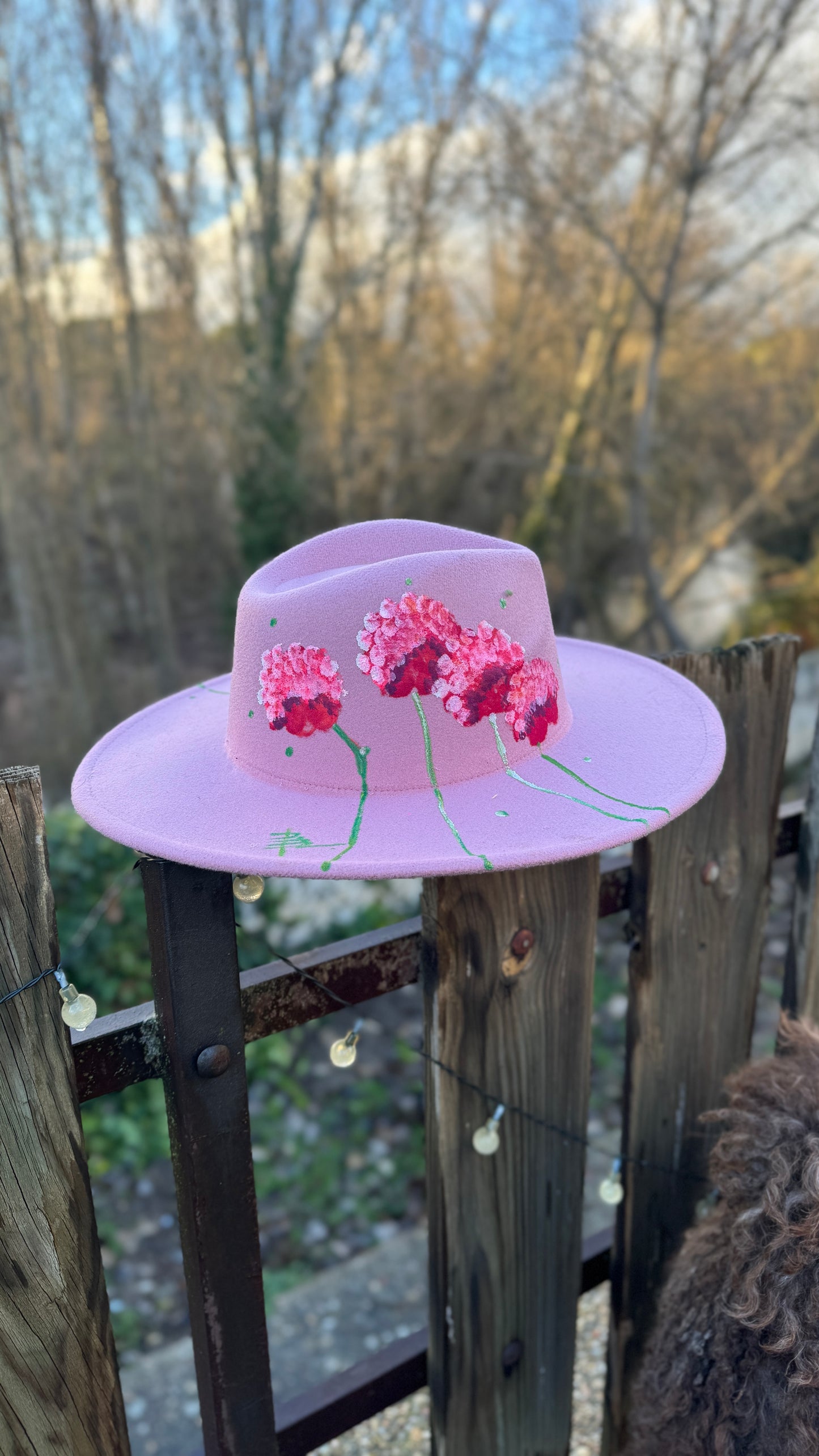 Sombrero, rígido, rosa