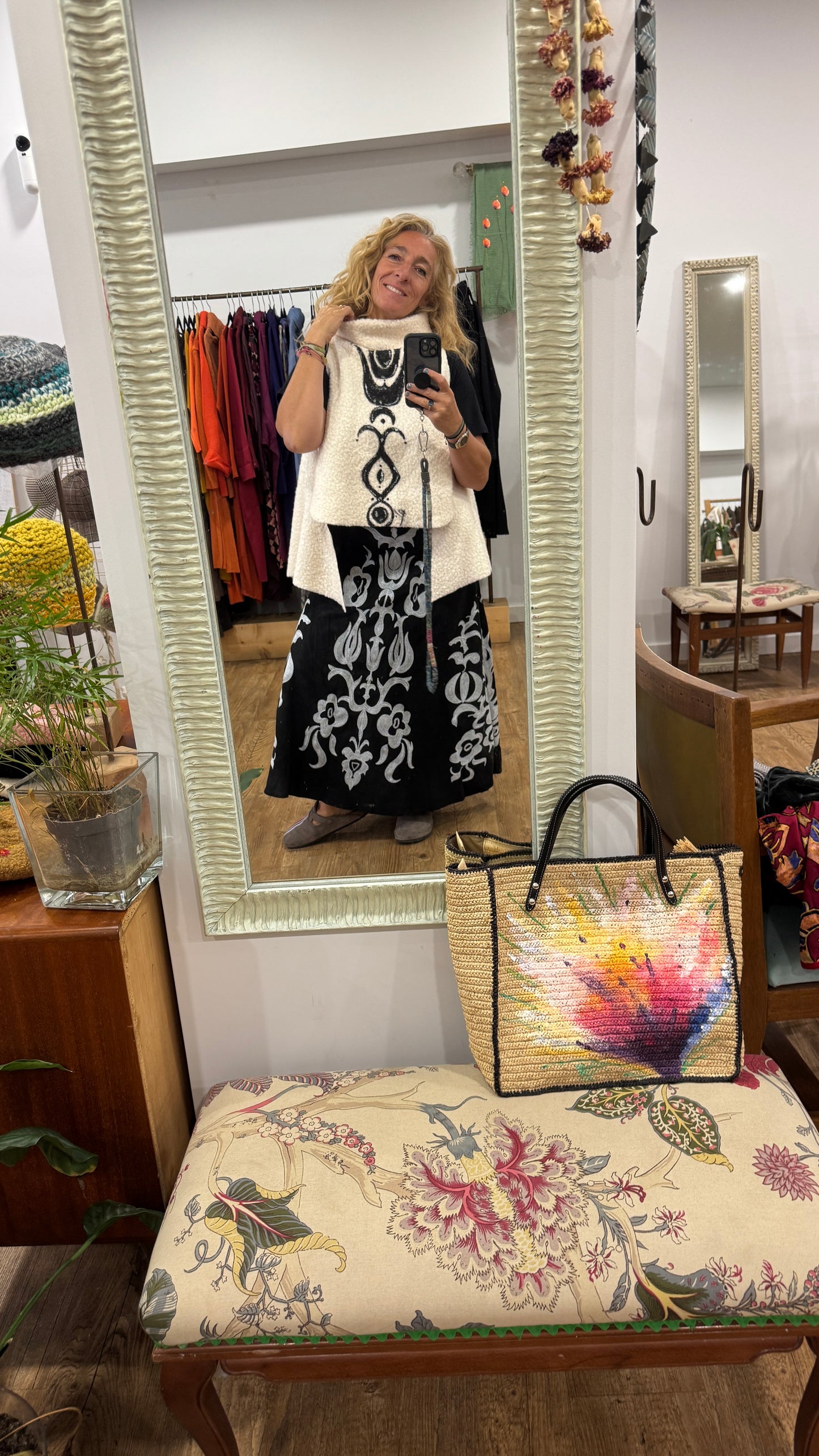 Falda estampada negra