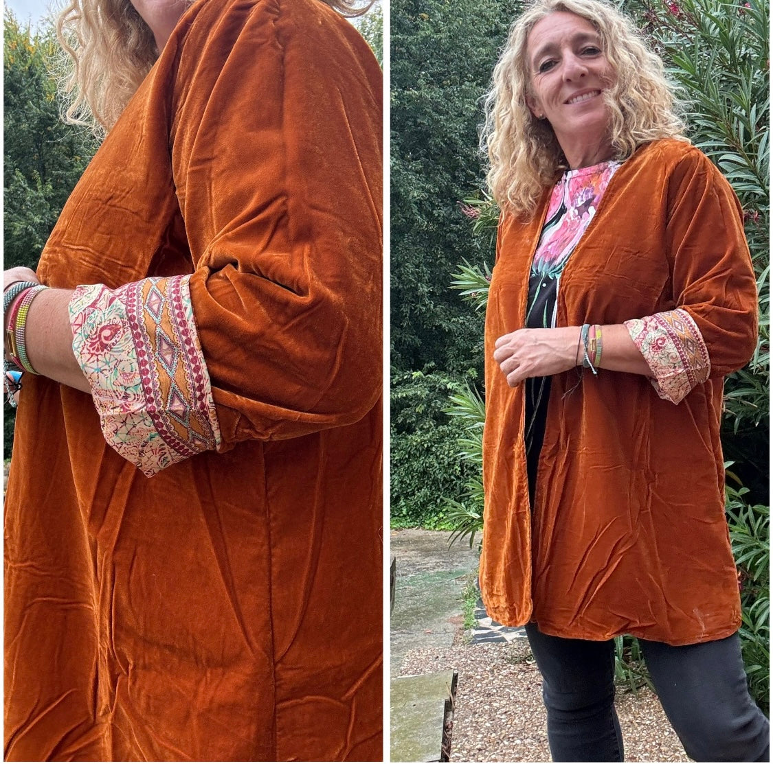 Kimono terciopelo calabaza
