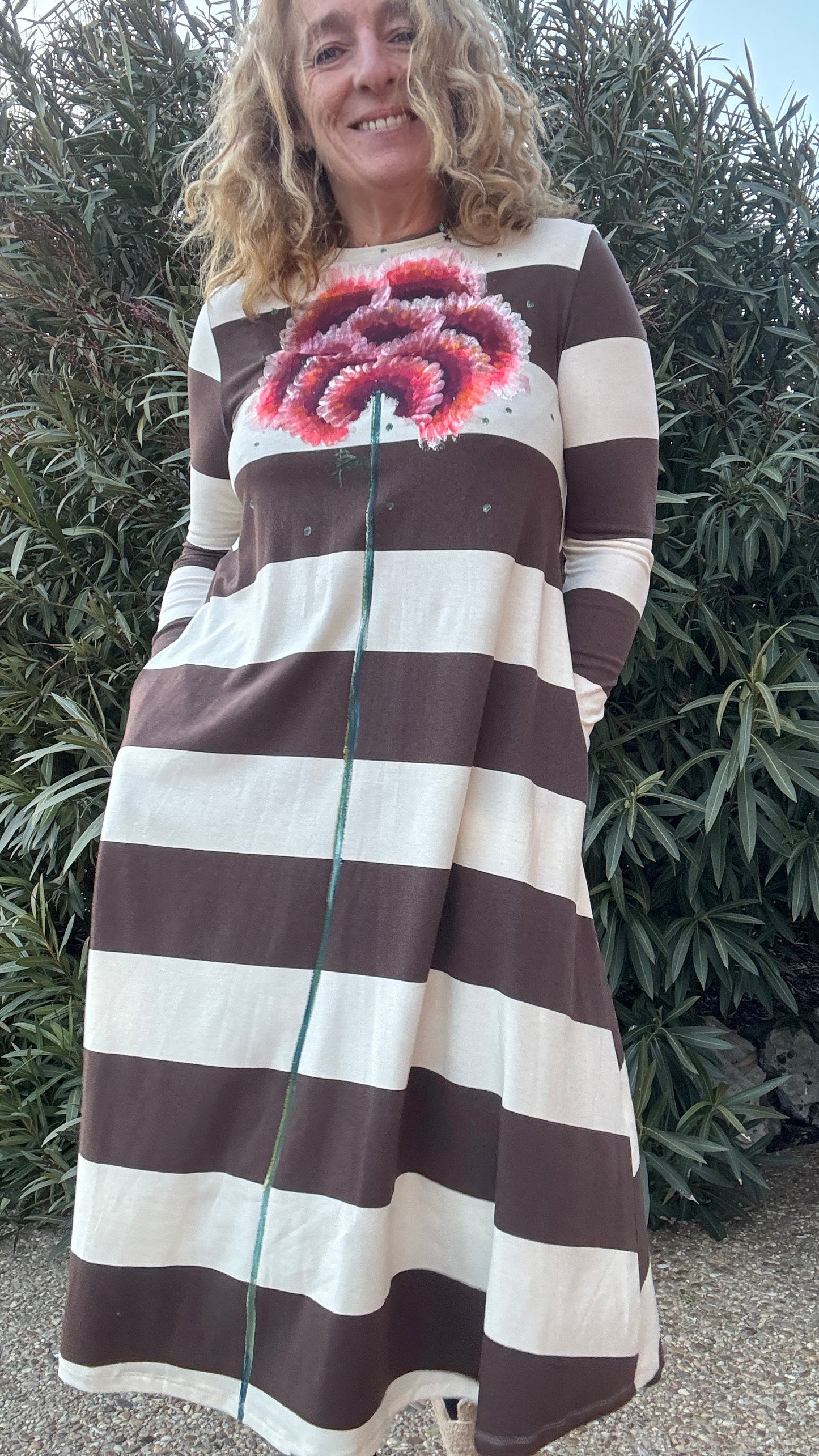 Vestido raya marrón