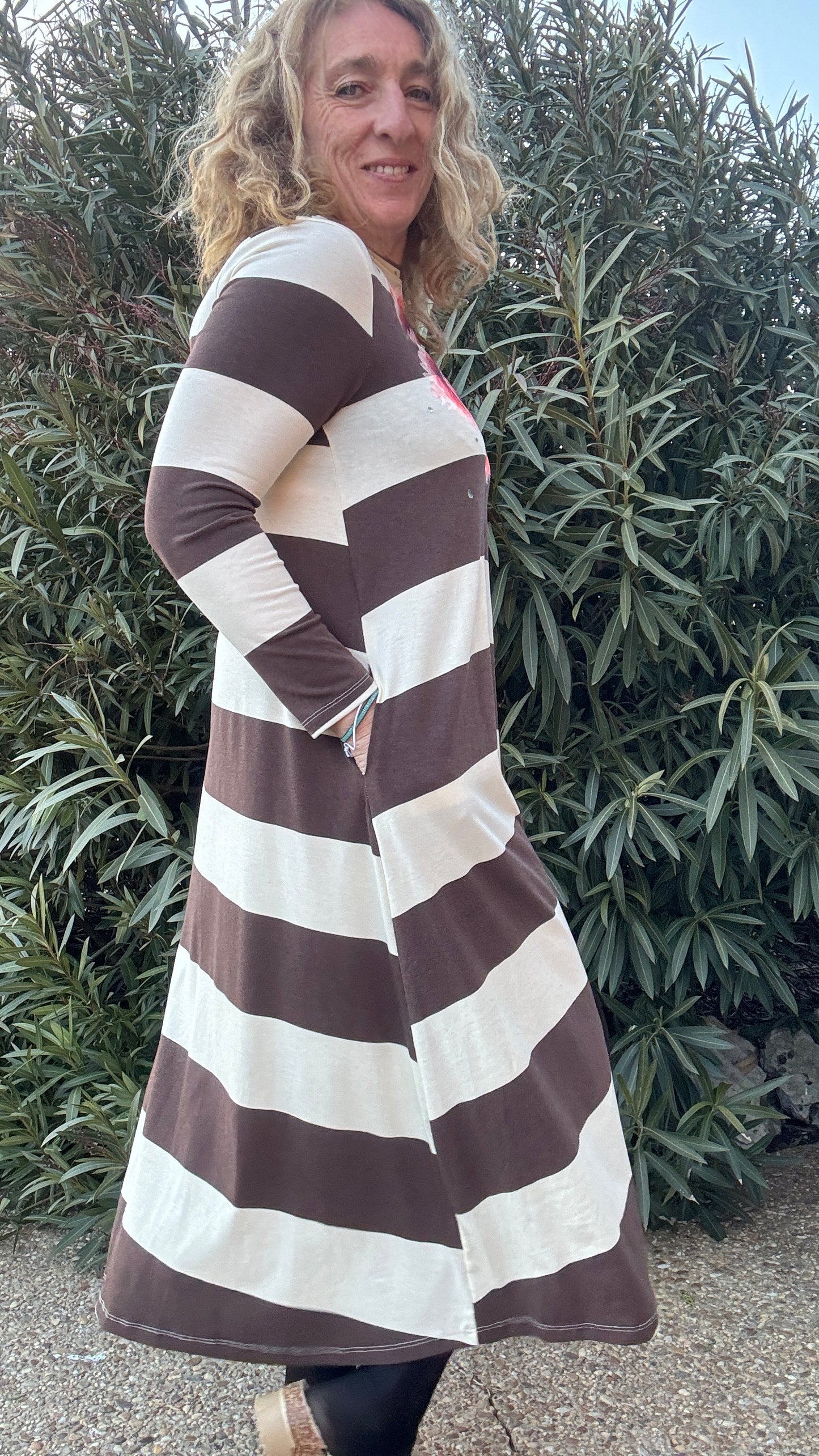 Vestido raya marrón