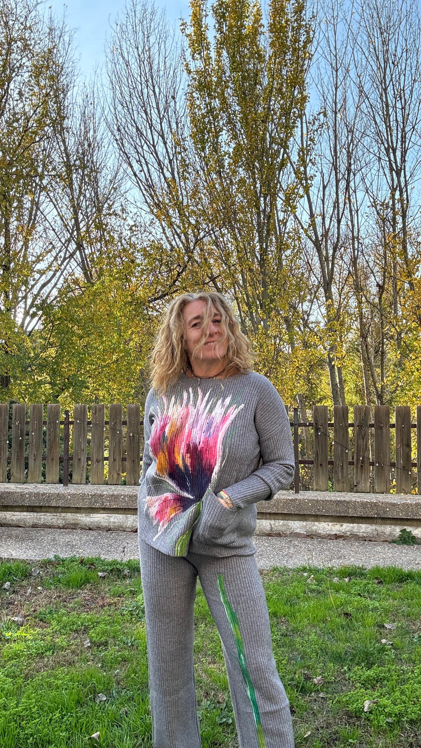 Conjunto canalé gris
