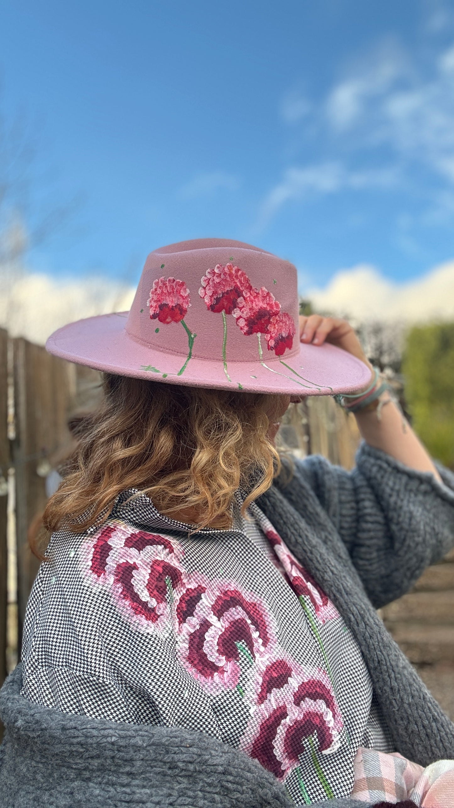 Sombrero, rígido, rosa