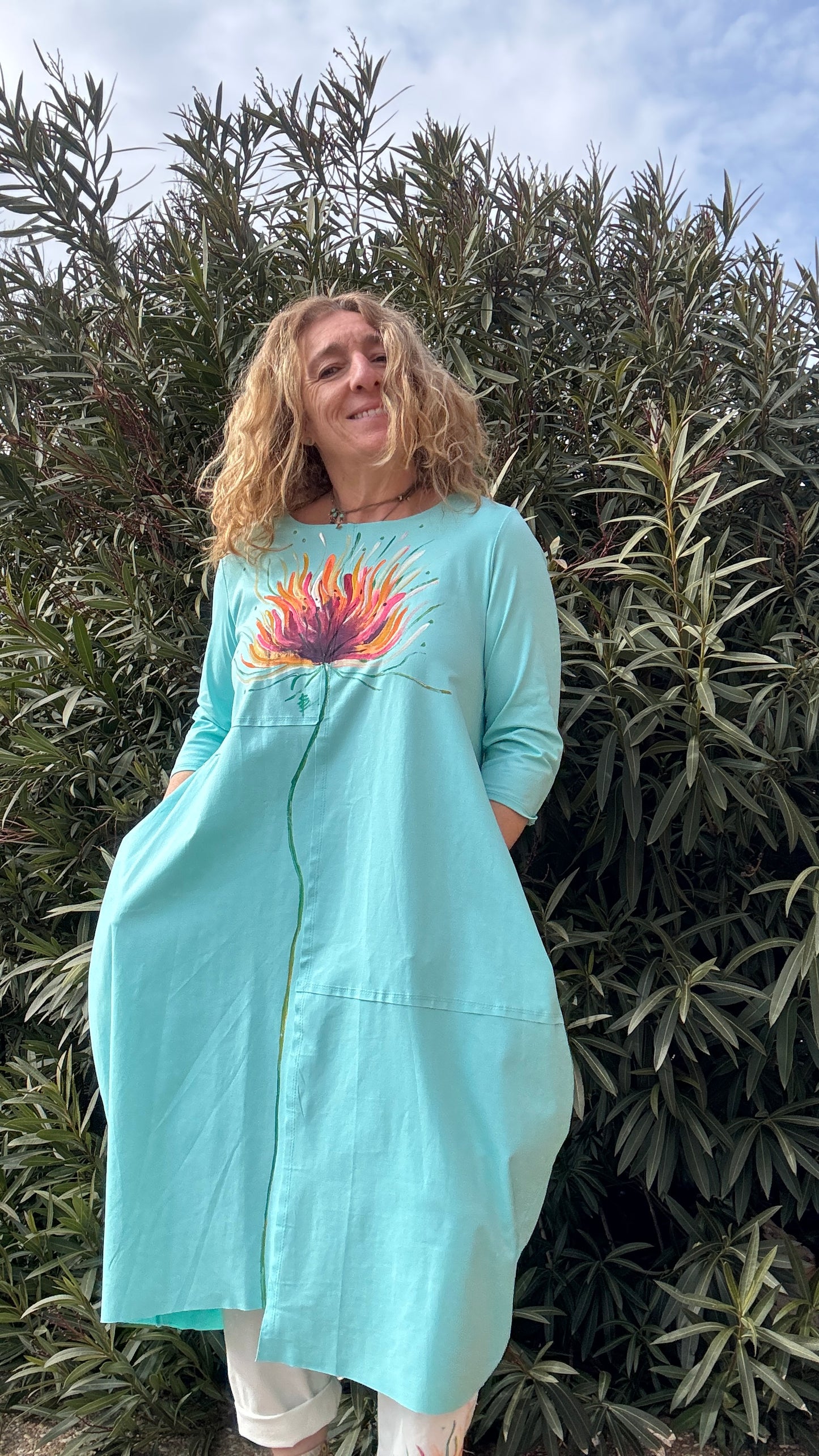 Vestido globo turquesa