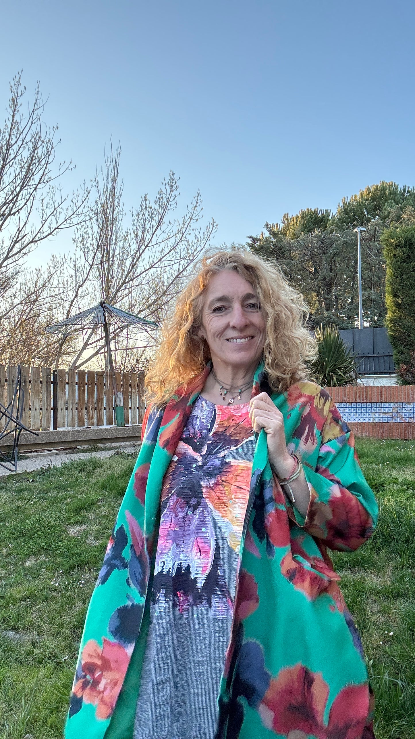 Chaqueta flores verde