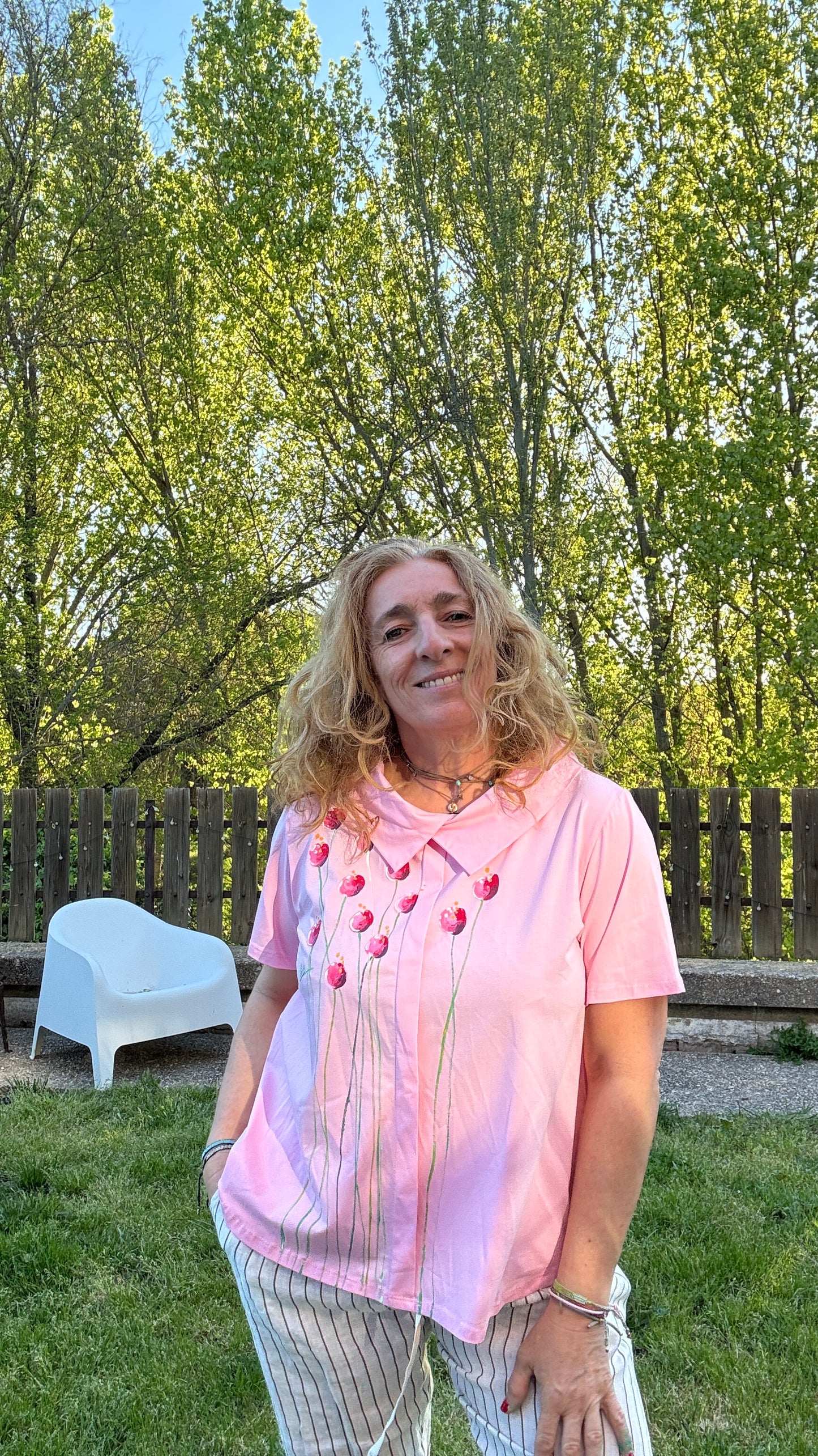 Camiseta cuello bebé rosa