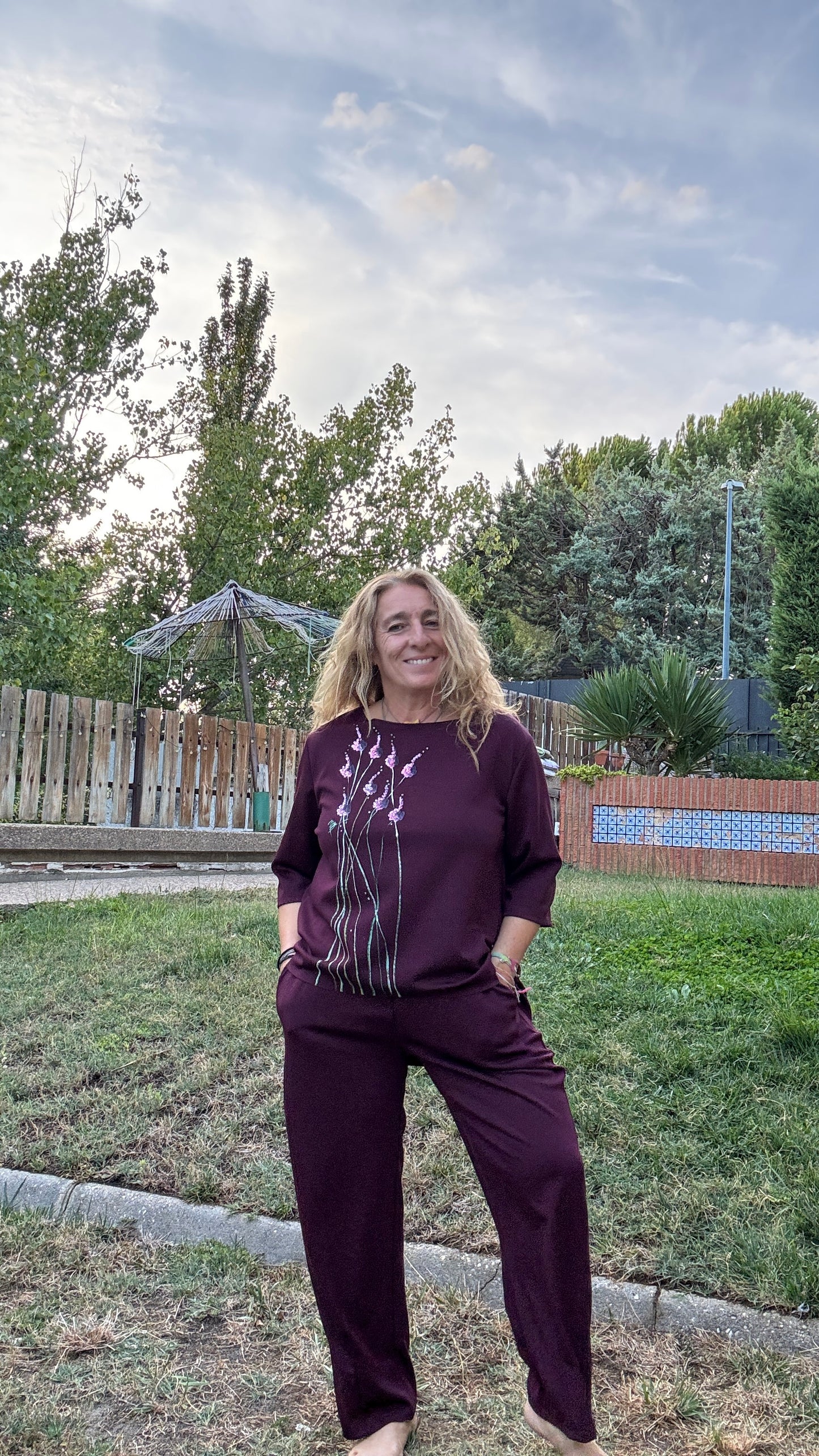 Blusa punto berenjena
