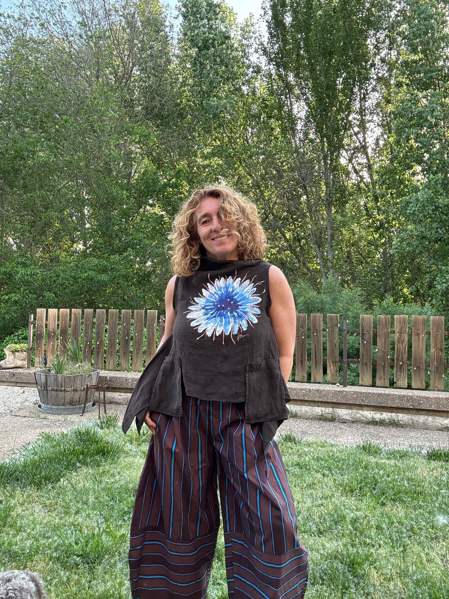Pantalón raya marrón
