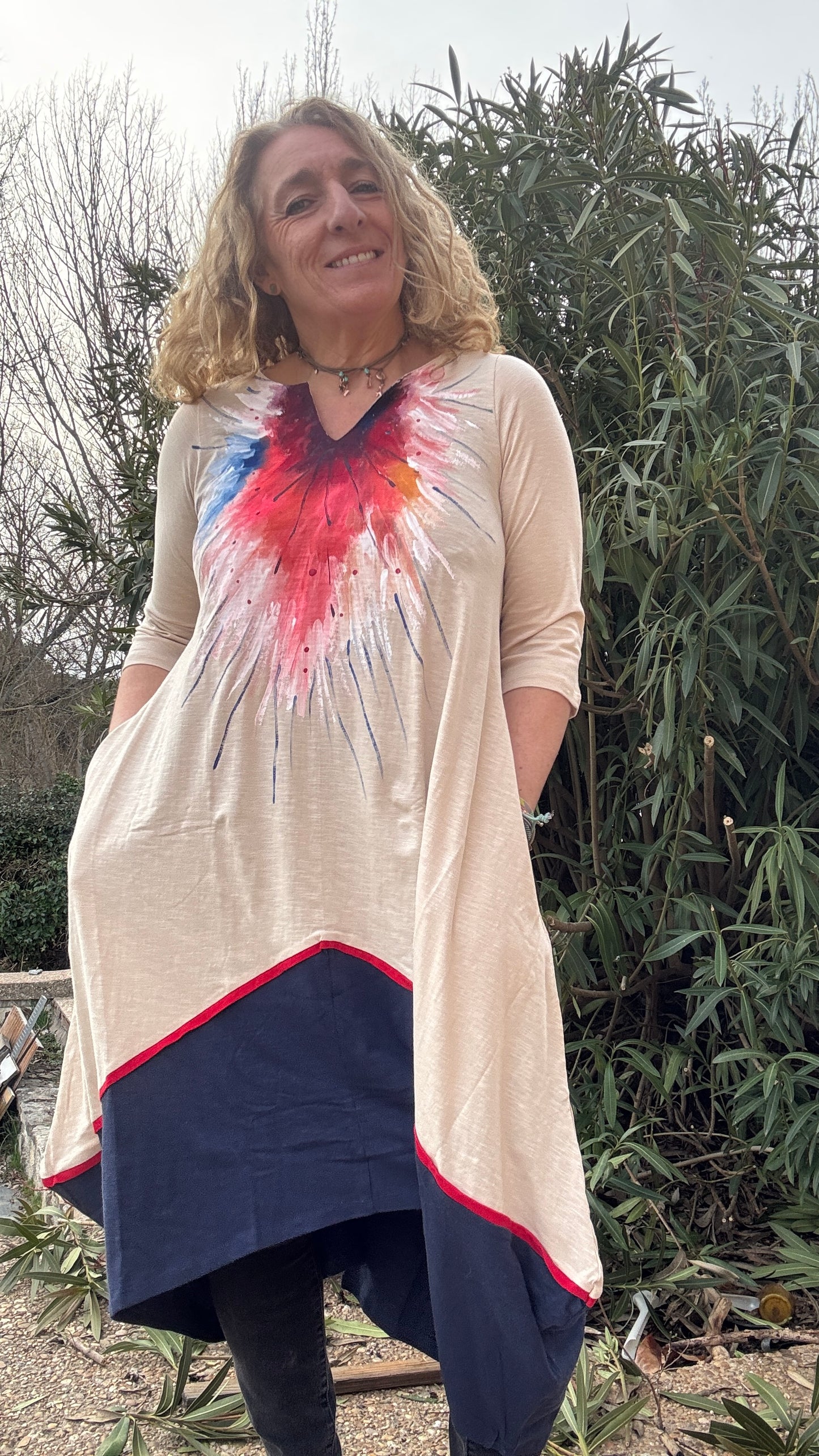 Vestido beige-marino