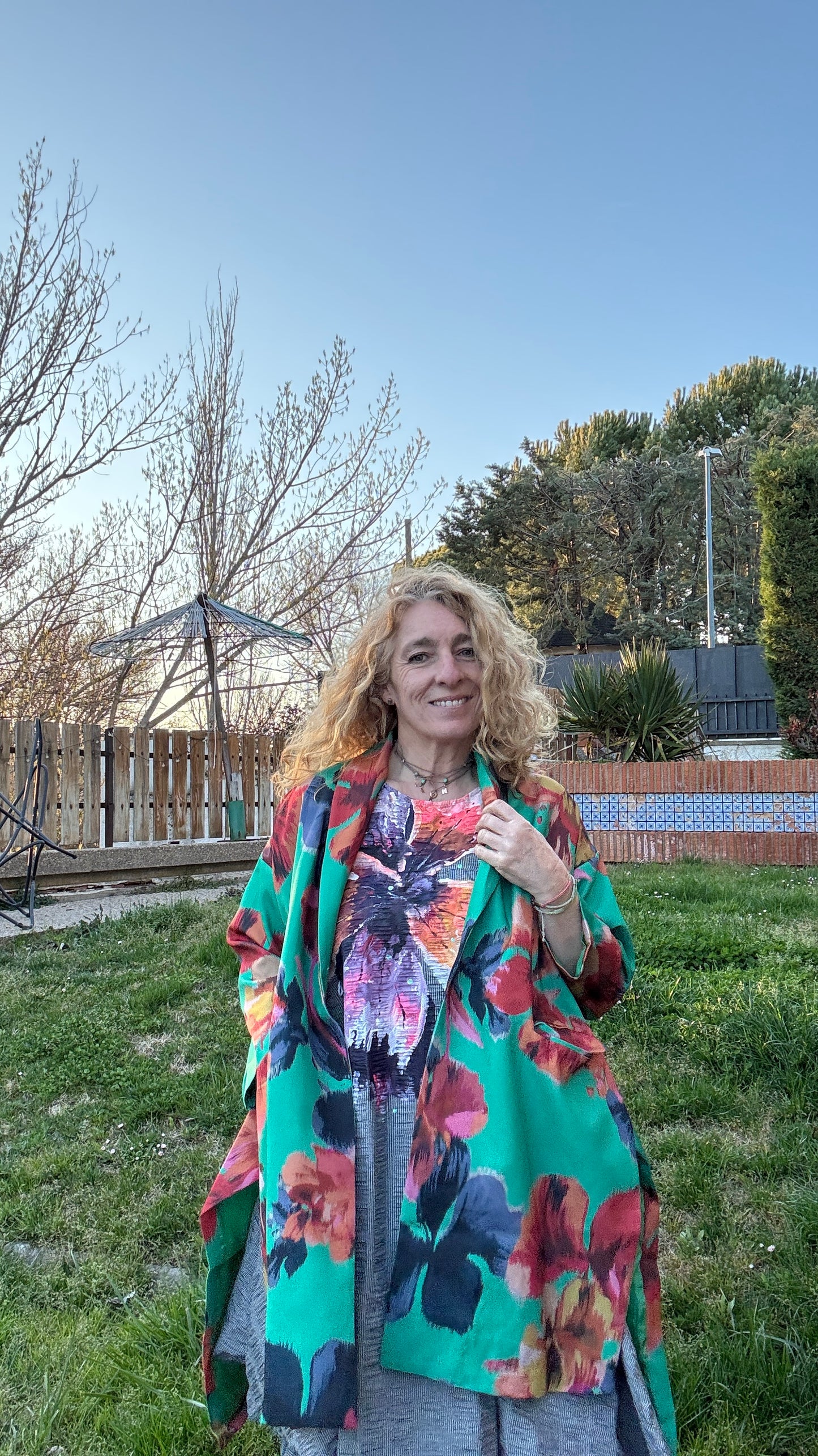 Chaqueta flores verde