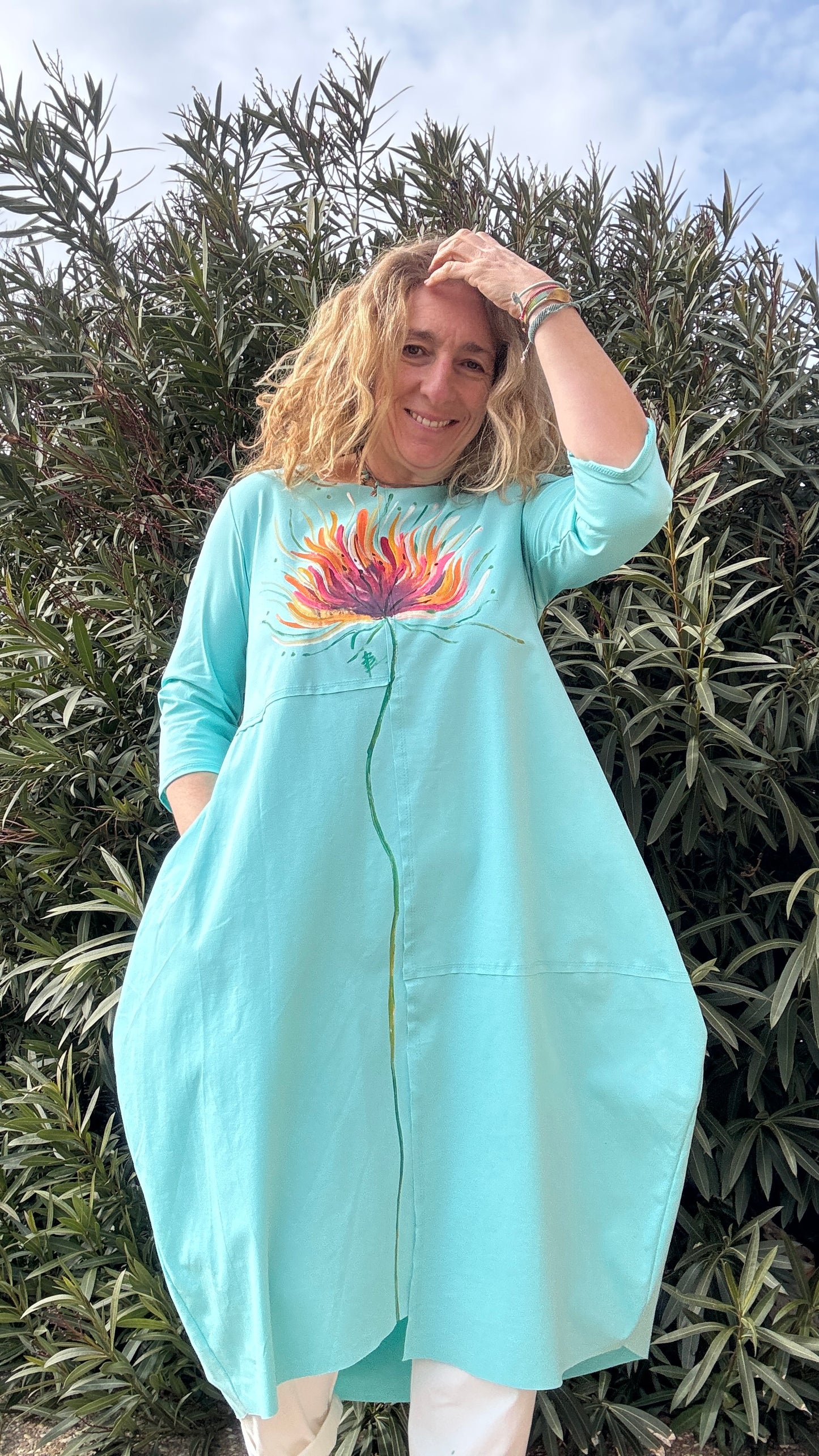 Vestido globo turquesa