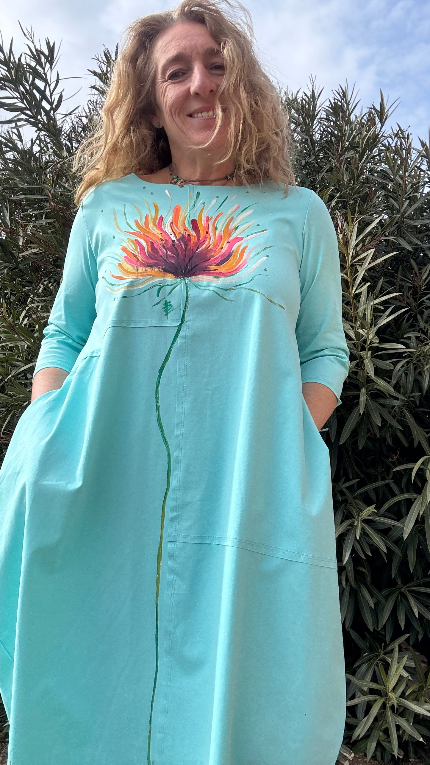 Vestido globo turquesa