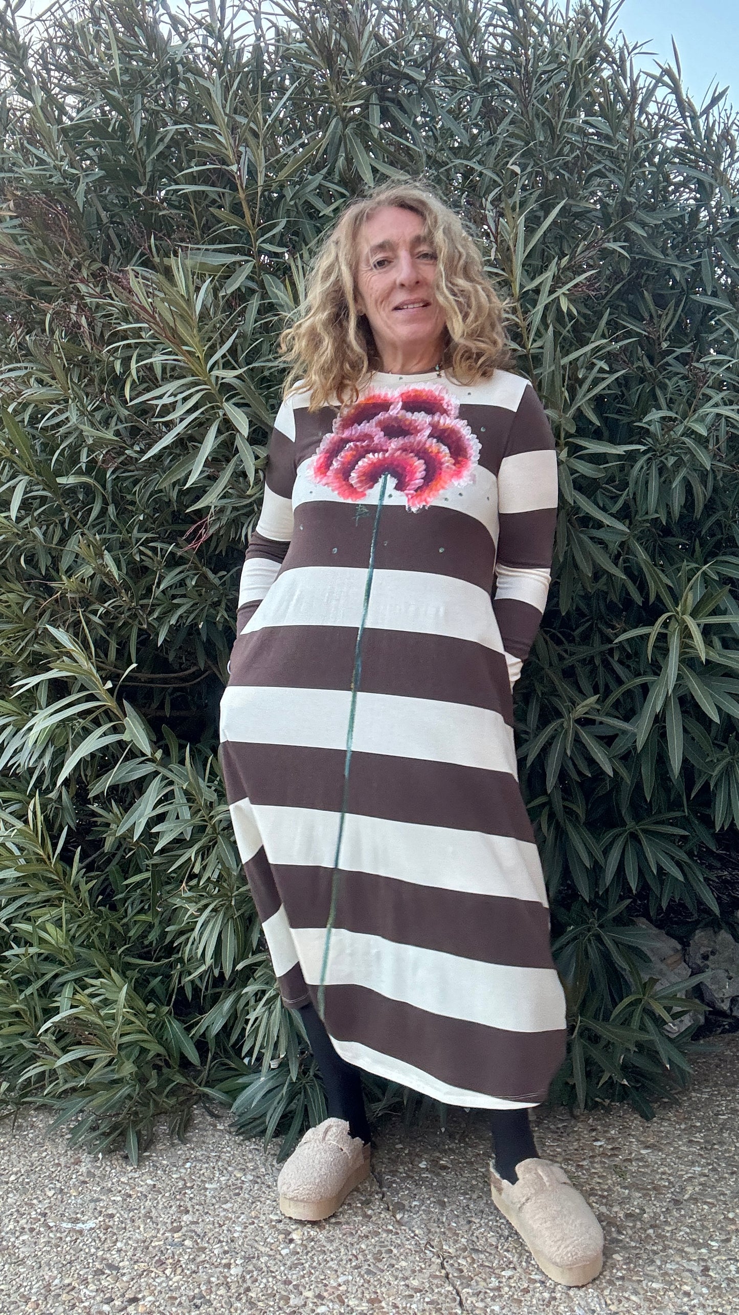 Vestido raya marrón