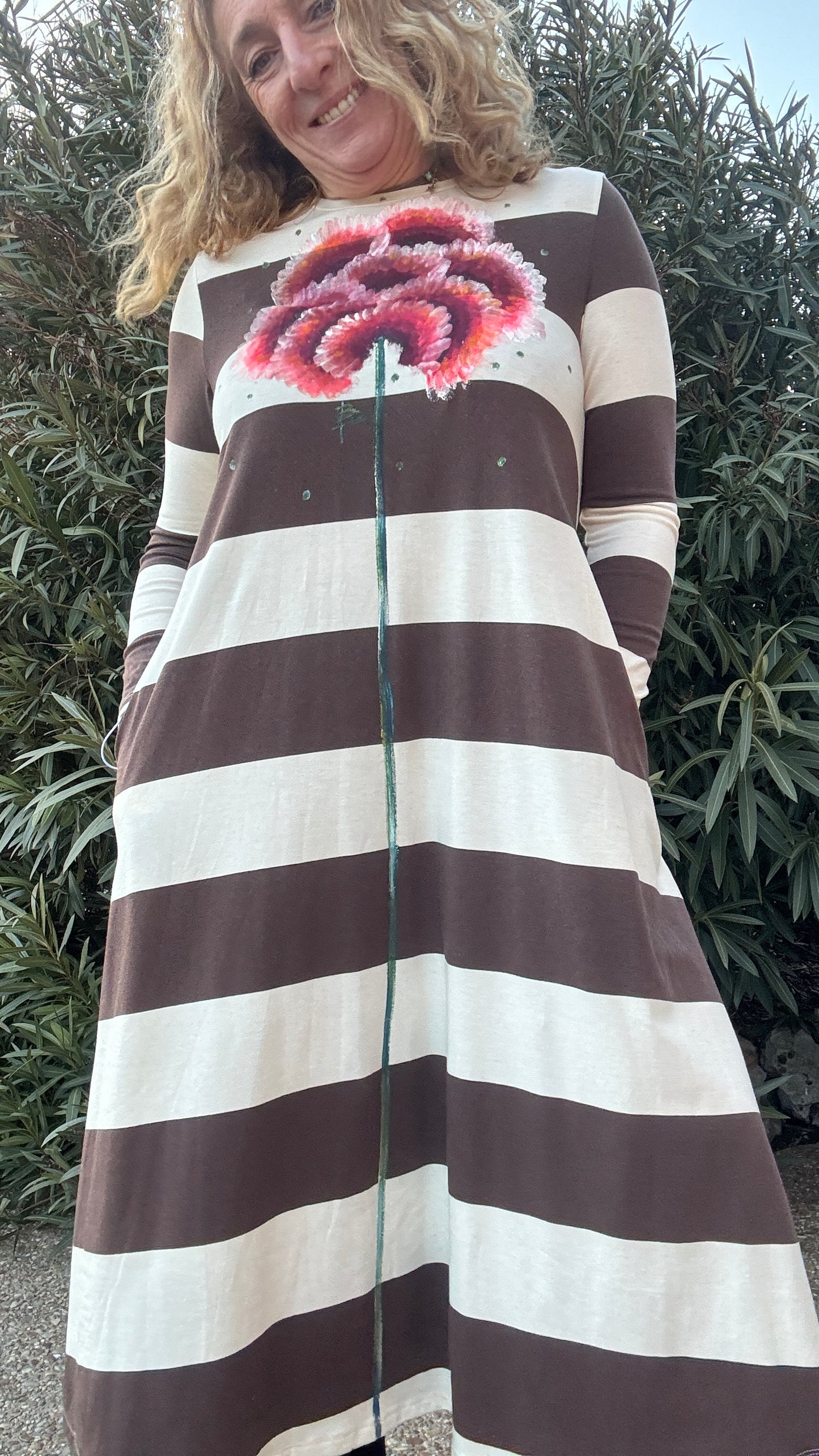 Vestido raya marrón