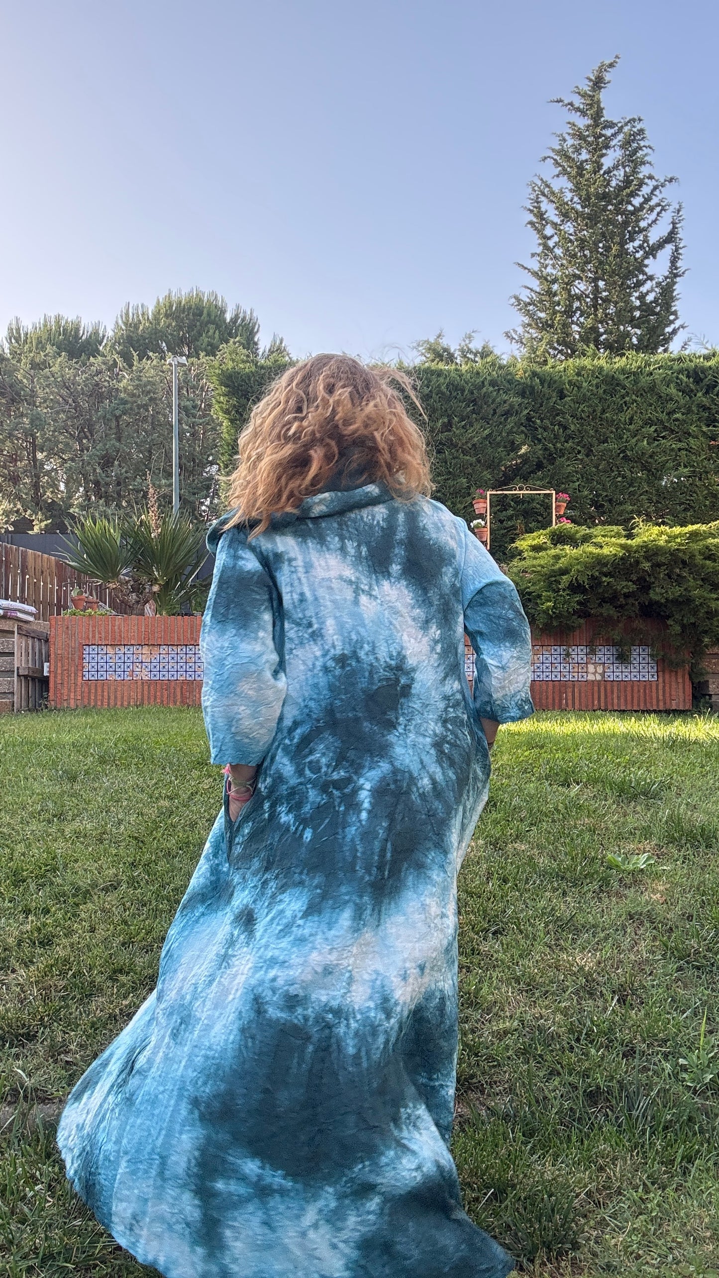 Vestido tie dye azul agua - petróleo