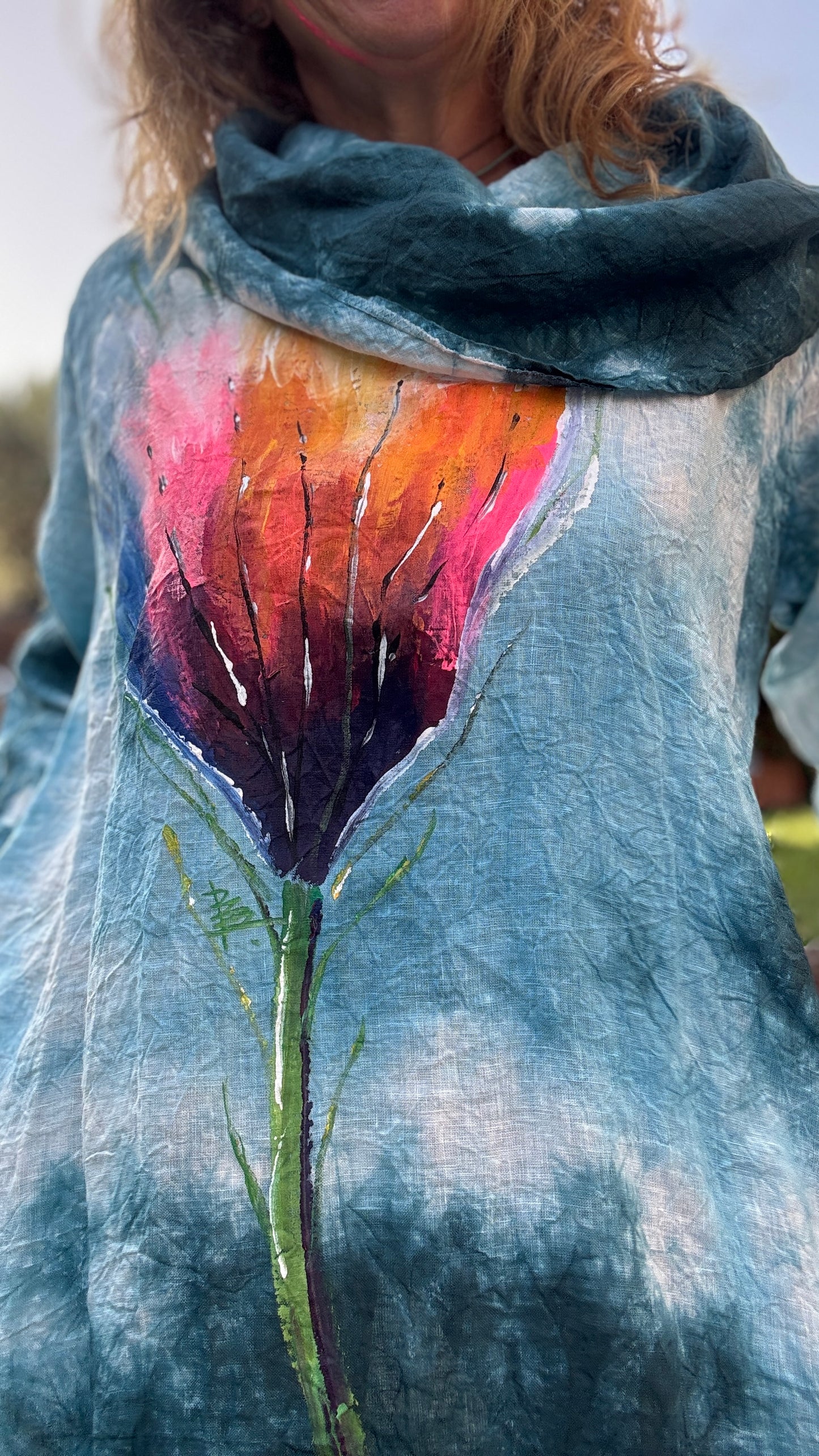 Vestido tie dye azul agua - petróleo