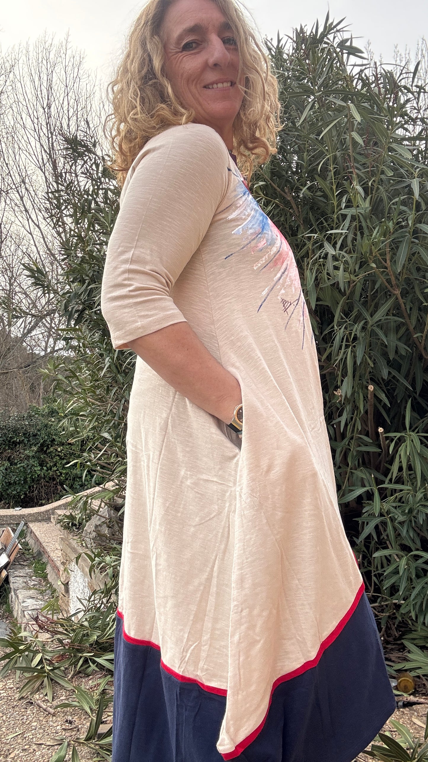 Vestido beige-marino