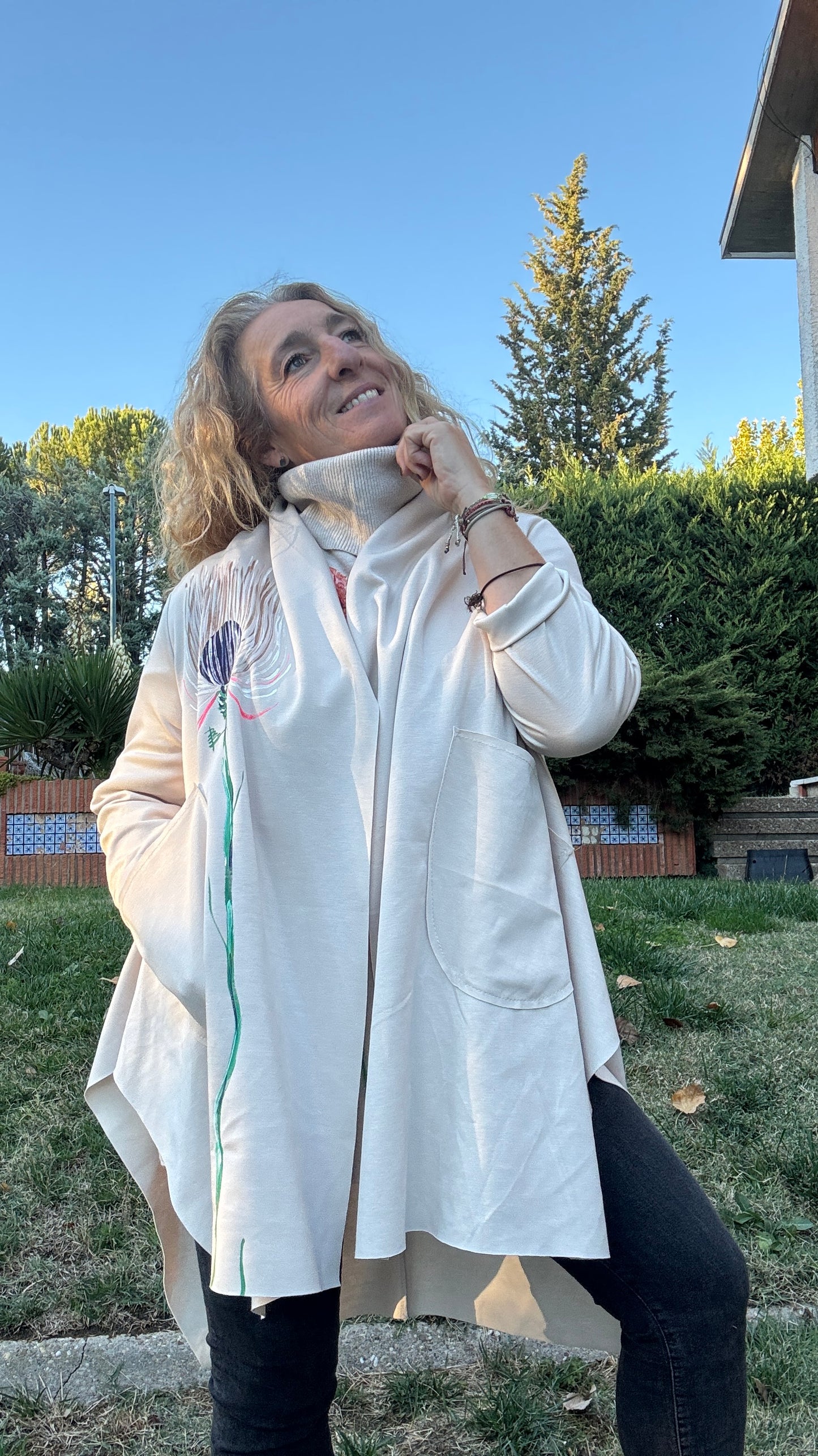 Chaqueta asimétrica crudo