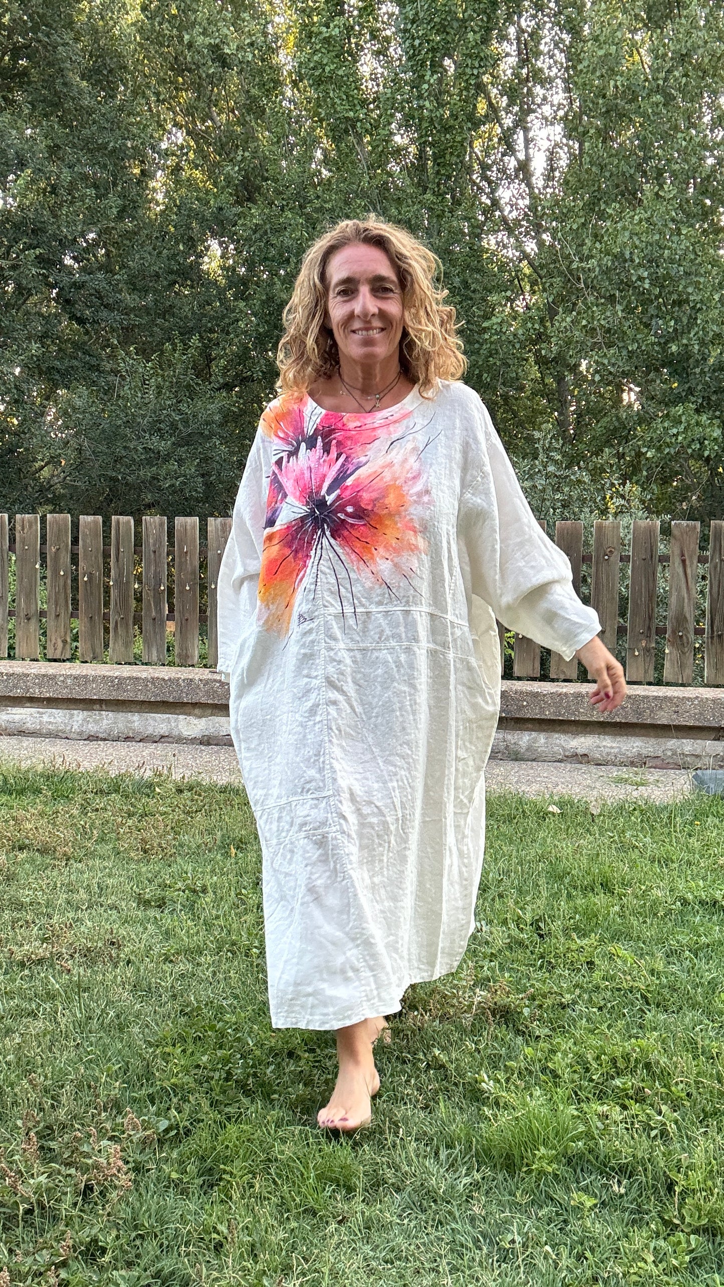 Vestido over lino crudo