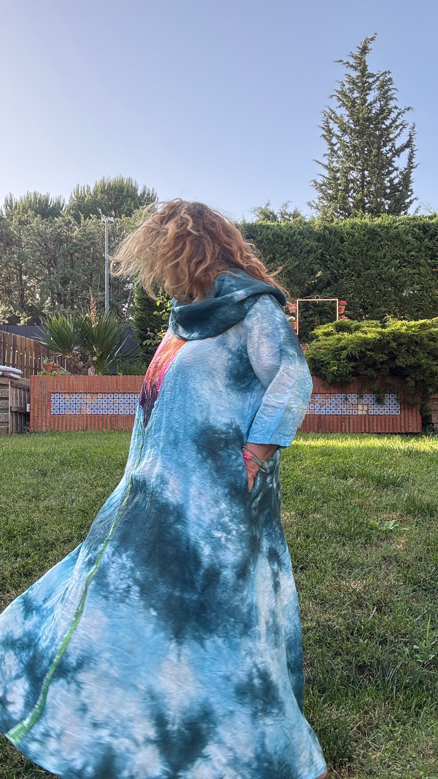Vestido tie dye azul agua - petróleo