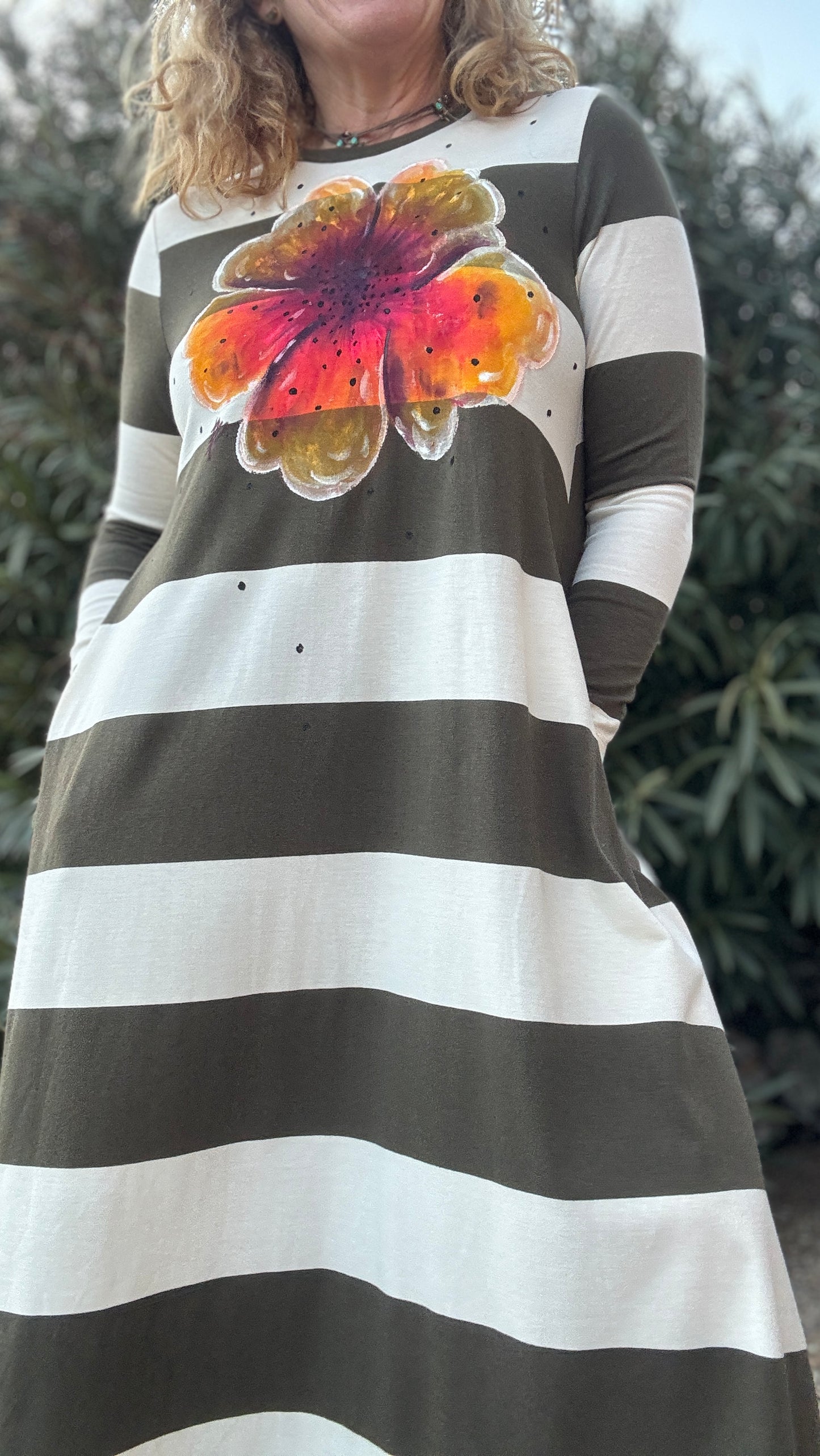 Vestido raya kaki