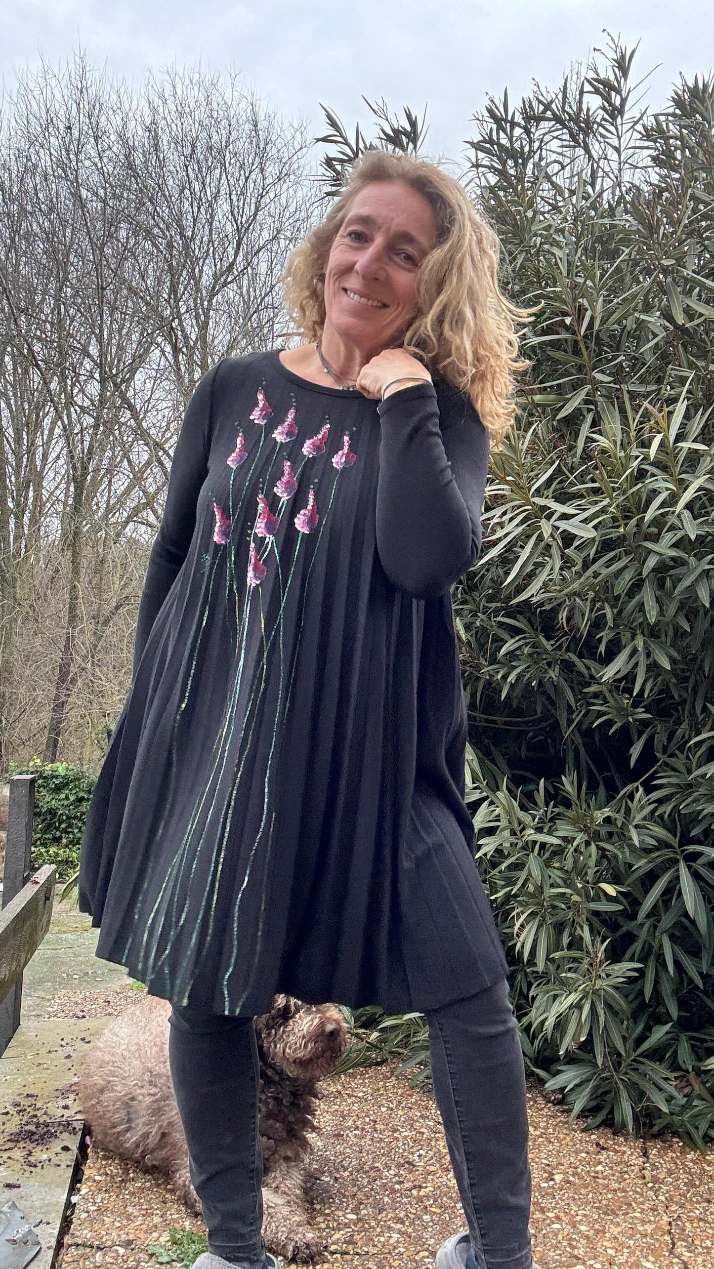 Vestido plisado negro